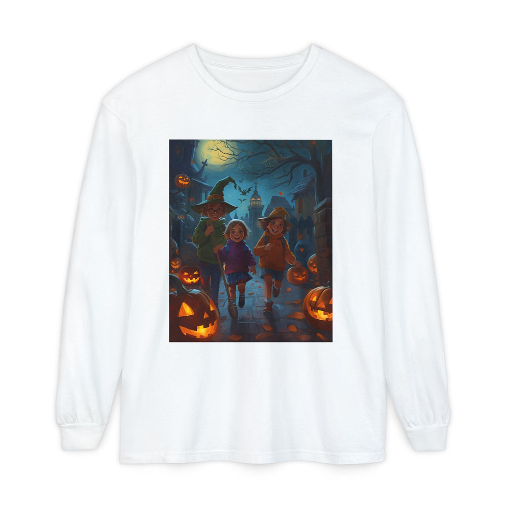 Halloween Themed Unisex Long Sleeve T-Shirt, Spooky Autumn Apparel, Trick-or-Treat Shirt, Fall Fashion, Casual Halloween Outfits