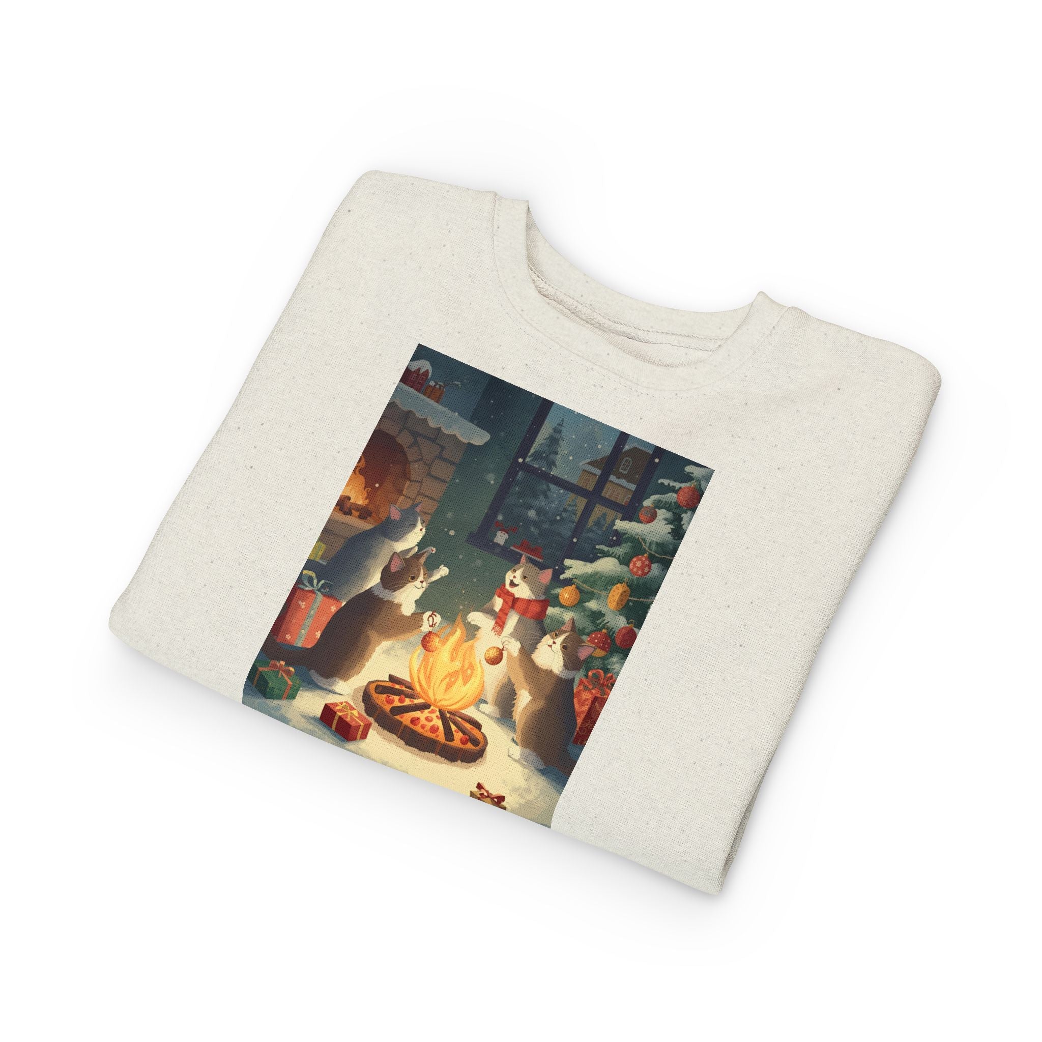 Cozy Holiday Toddler Sweatshirt, Christmas Gift, Cute Cat Design, Winter Apparel, Kids Holiday Clothing, Family Matching