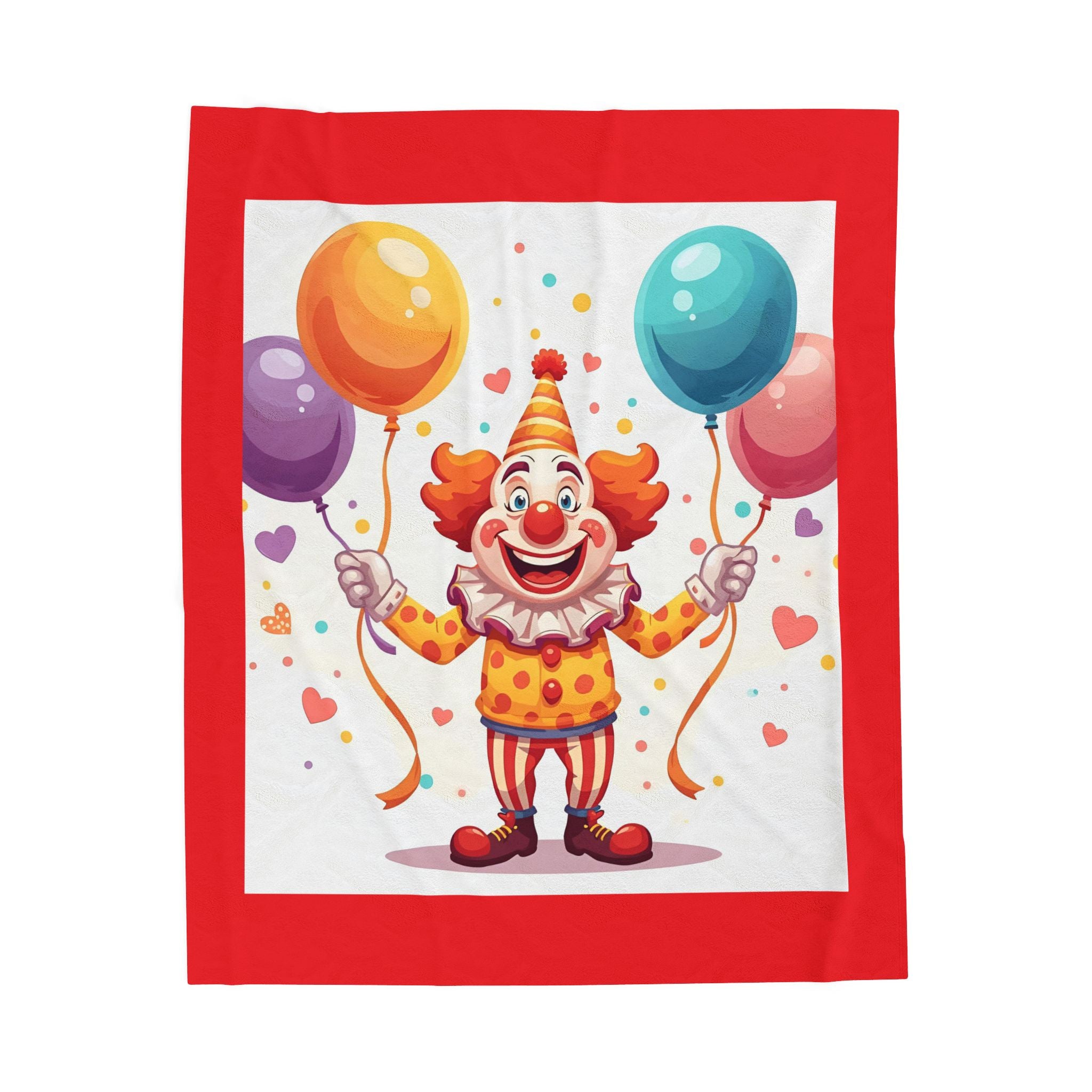 Whimsical Clown Plush Blanket - Cozy Throw for Kids, Birthday Decor, Playroom | Fun Colorful Gift, Clown Theme, Plushie Blanket