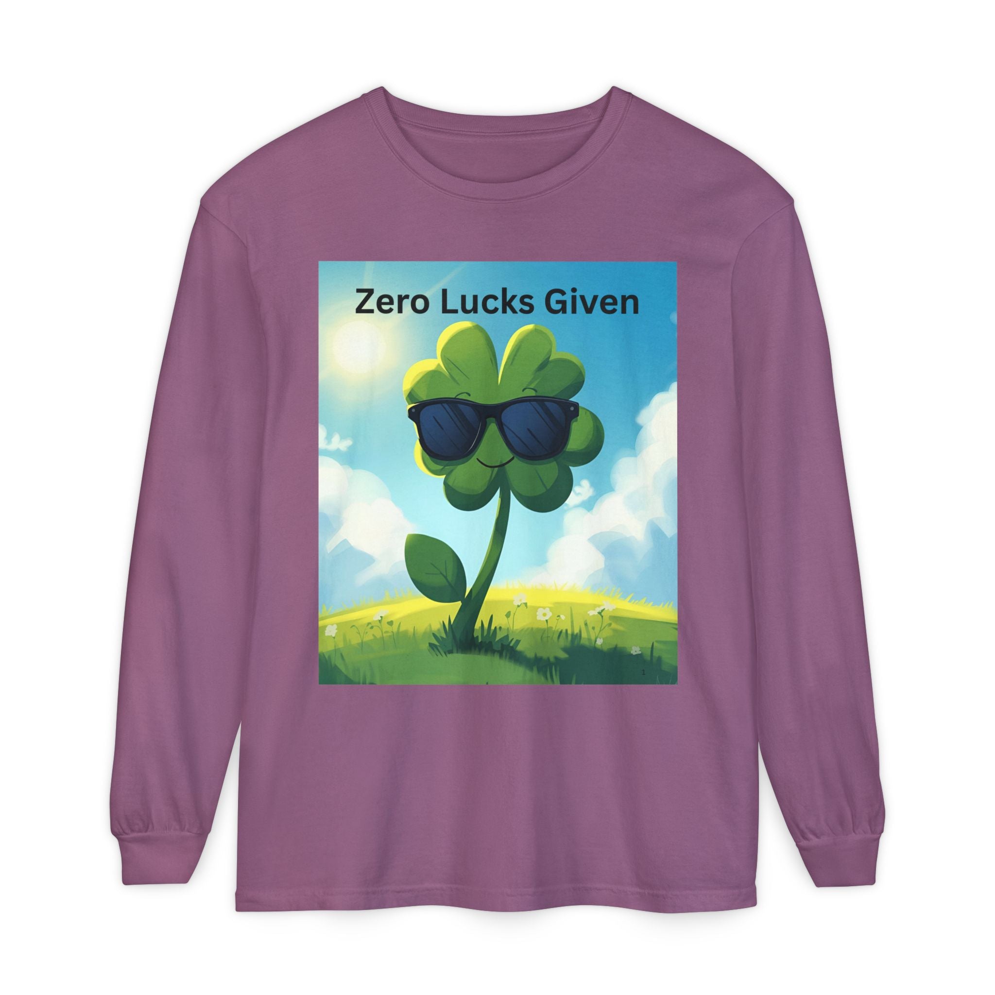 Zero Lucks Given Unisex Garment-dyed Long Sleeve T-Shirt