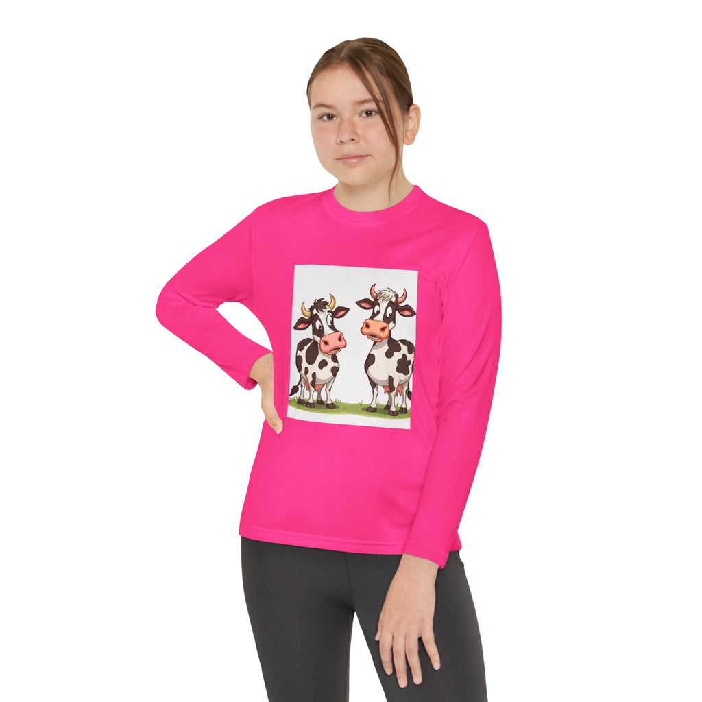 Cute Cows Youth Long Sleeve Competitor Tee