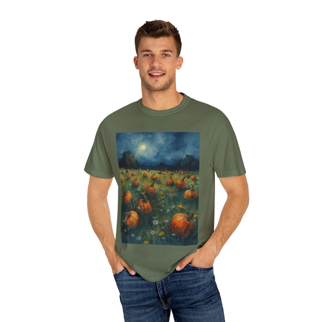 Autumn Pumpkin Field T-shirt | Unisex Fall Tee, Cozy Graphic Shirt, Halloween Gift, Harvest Fashion, Seasonal Wear, Pumpkin Lovers