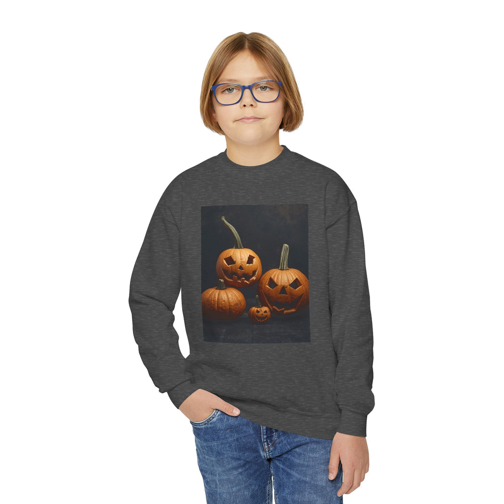 Spooky Halloween Pumpkin Youth Crewneck Sweatshirt