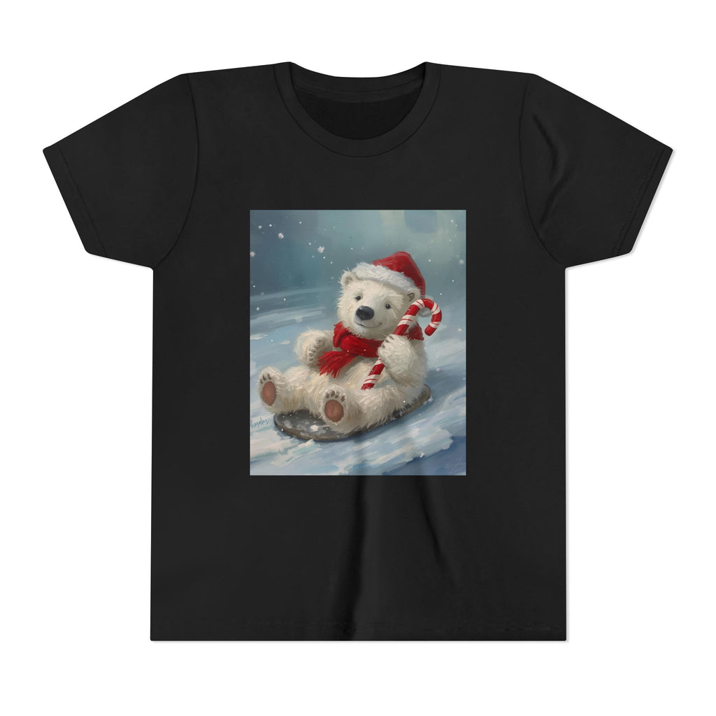 Cute Christmas Bear Youth Short Sleeve Tee
