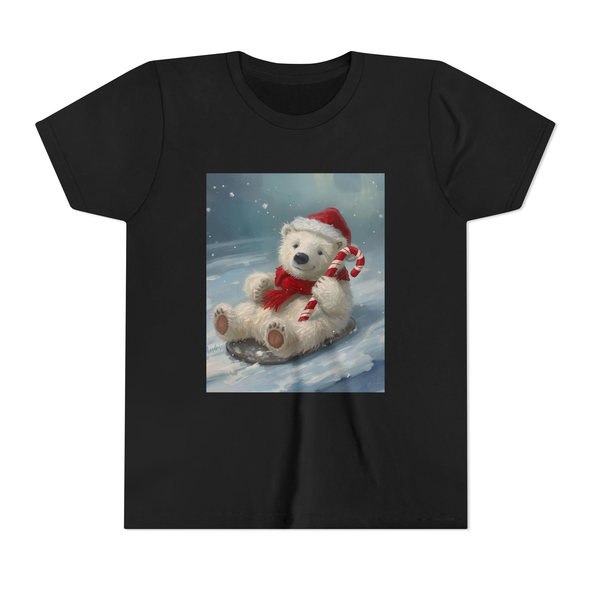 Cute Christmas Bear Youth Short Sleeve Tee