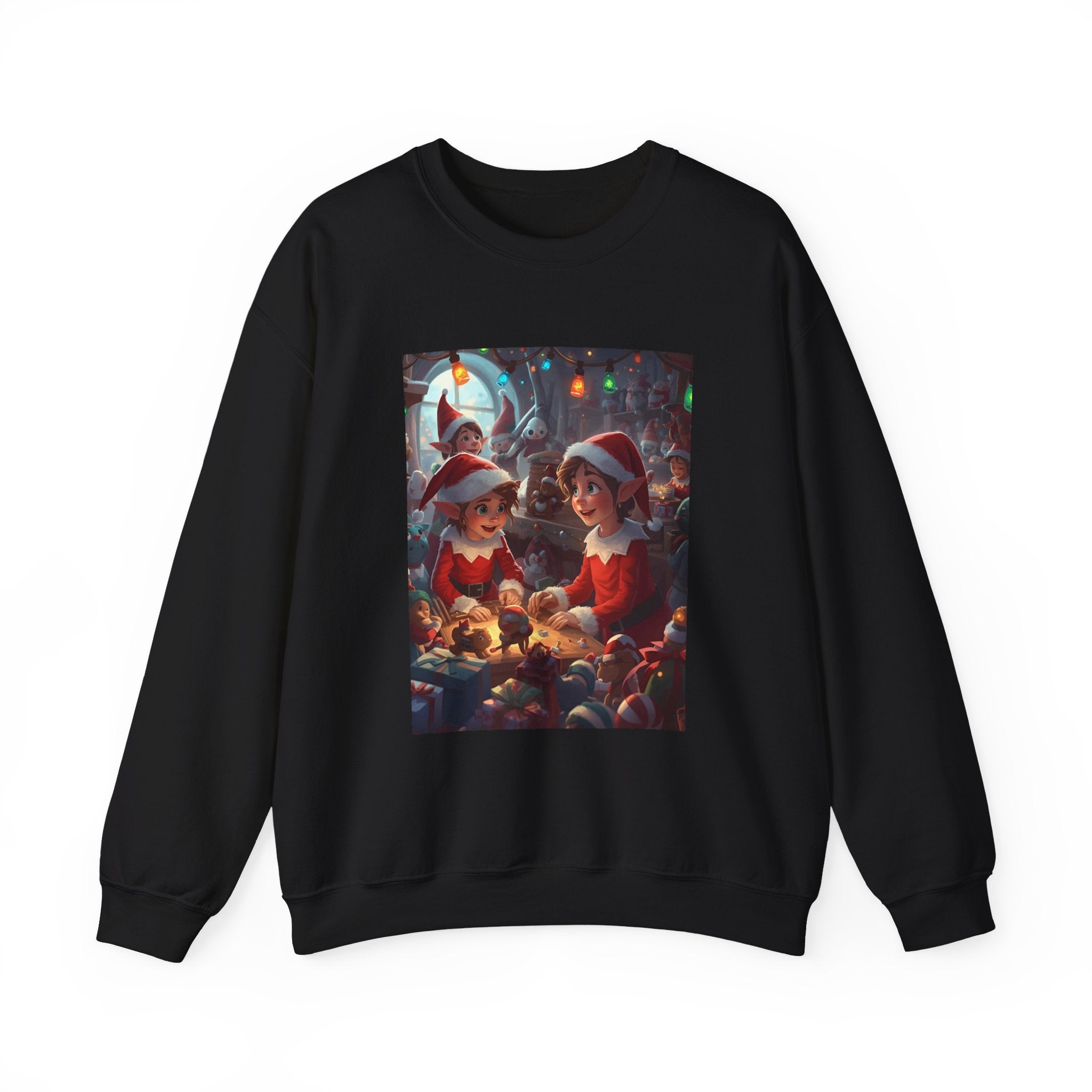 Christmas Elf Illustrative Sweatshirt, Christmas Gift, Holiday Apparel, Cozy Sweatshirt, Unisex Crewneck
