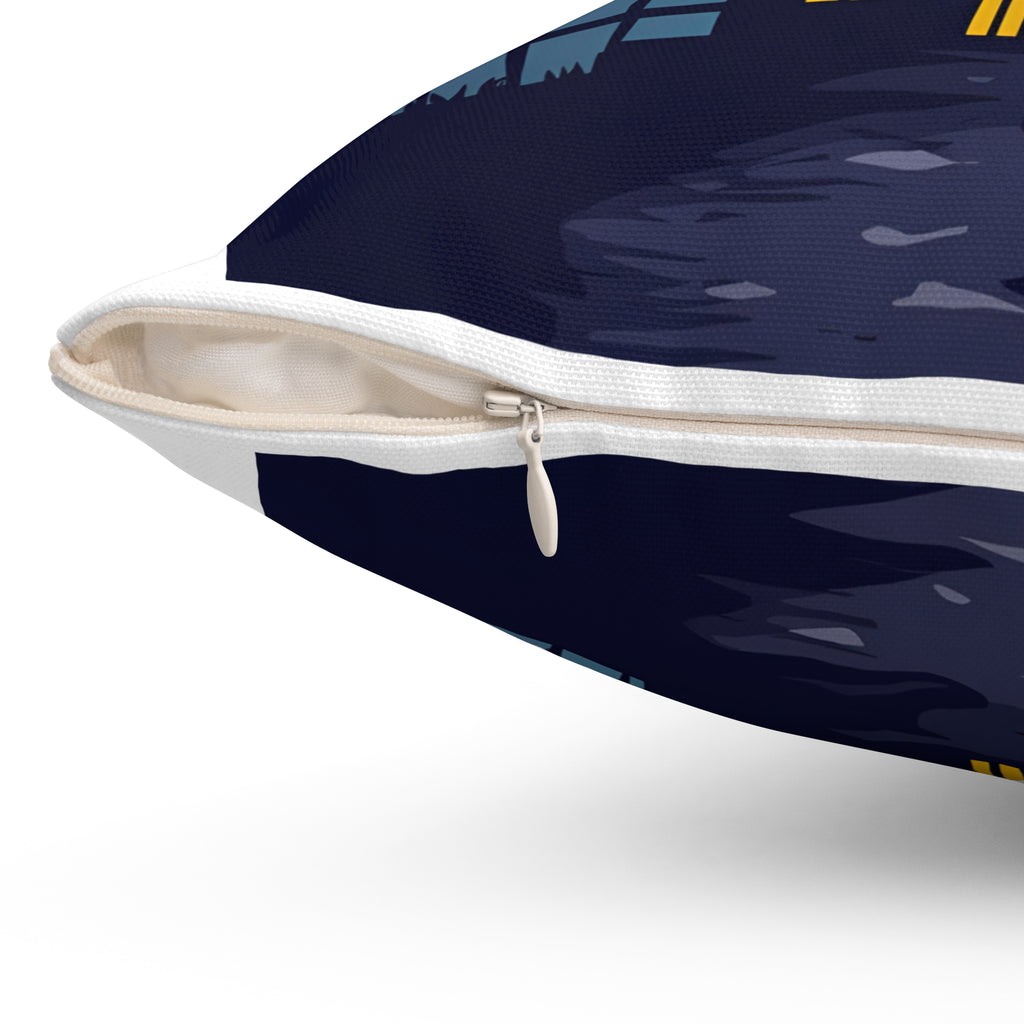 Halloween Haunted House Spun Polyester Square Pillow