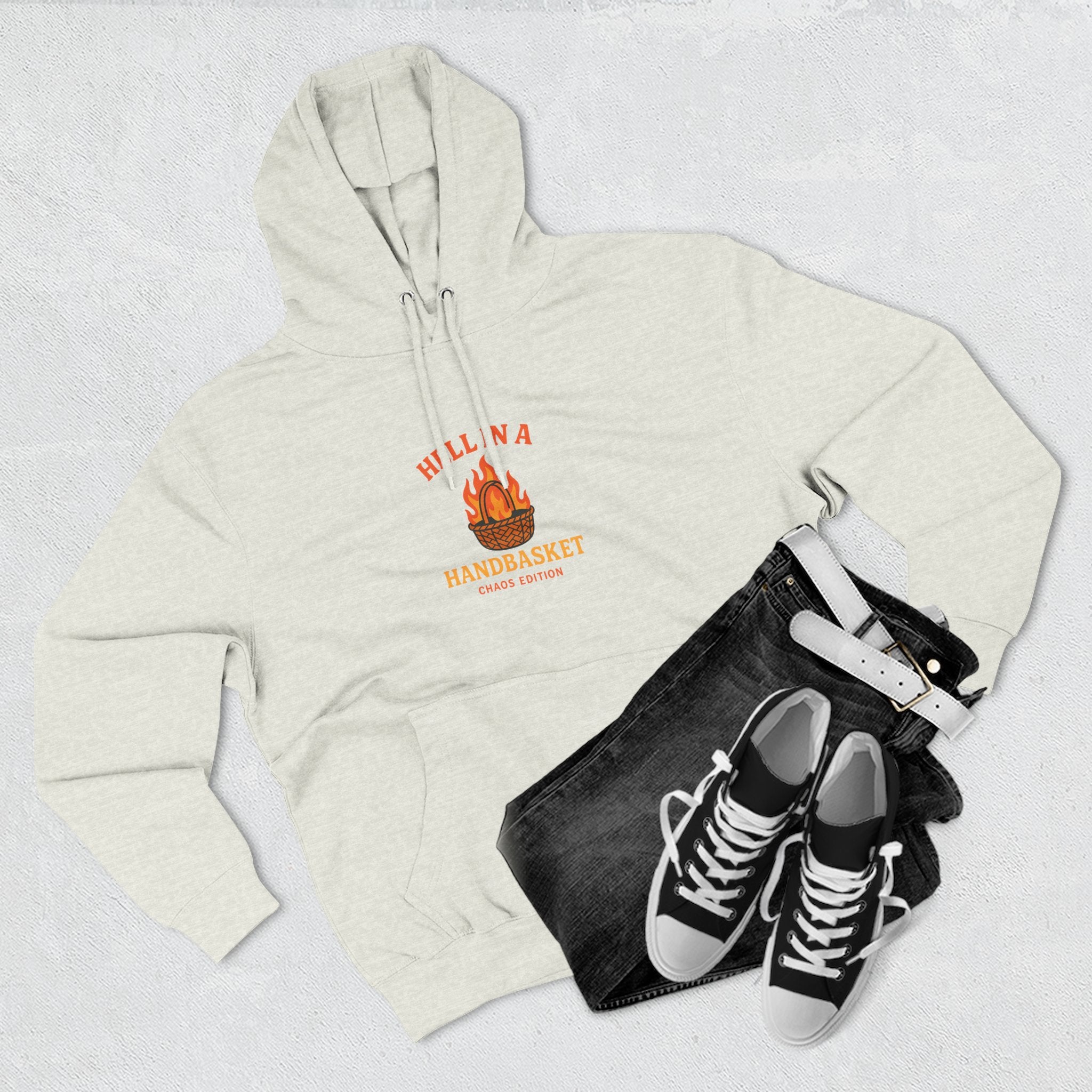 Hell In A HandBasket Funny Three-Panel Fleece Hoodie