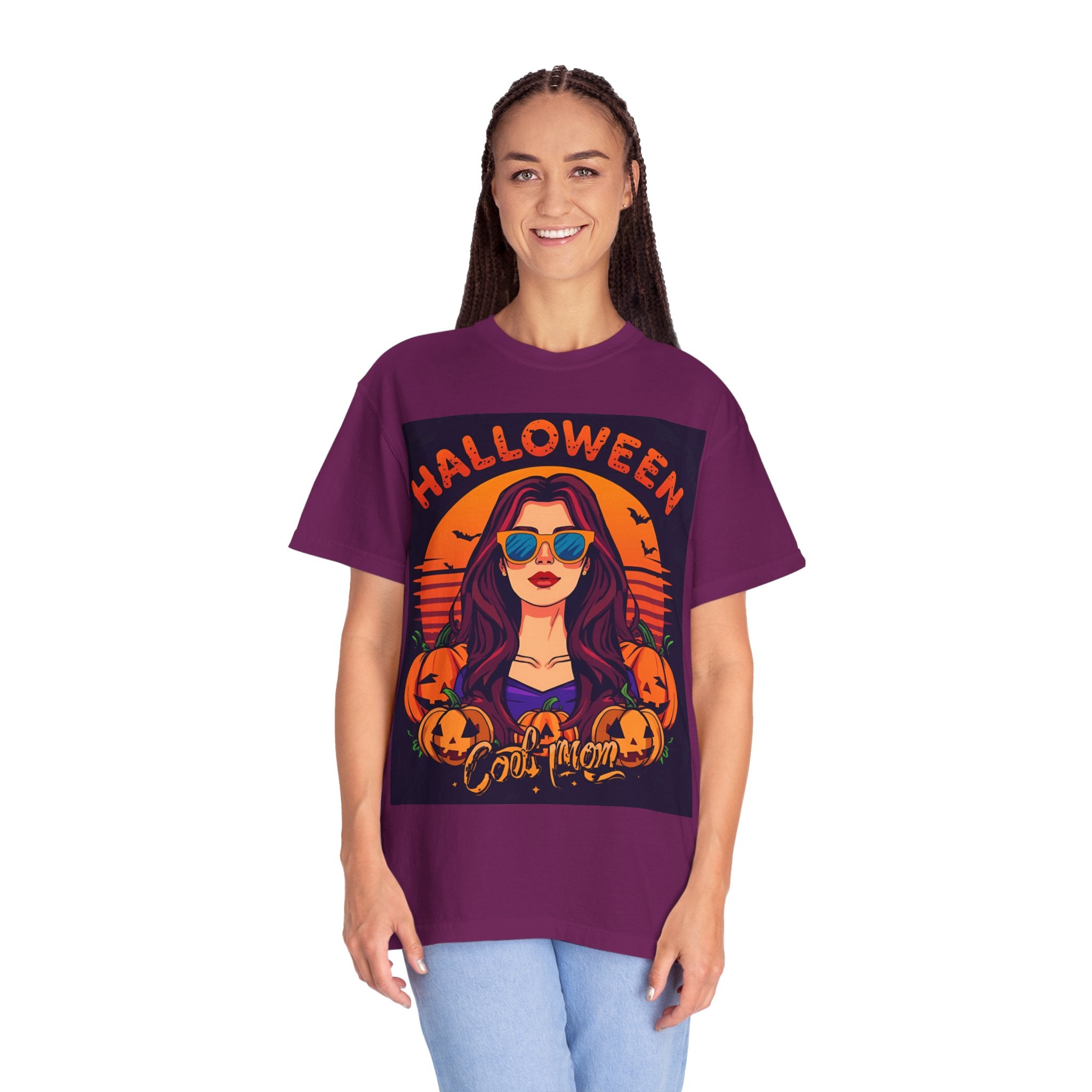 Halloween Cool Mom T-Shirt, Unisex Garment-Dyed Tee, Spooky Season Apparel, Fall Fashion, Halloween Costume Shirt