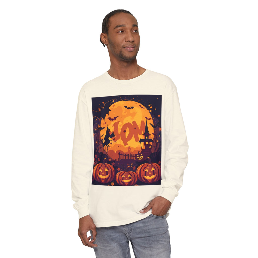 Halloween Pumpkin Long Sleeve T-Shirt, Unisex Spooky Shirt, Fall Apparel, Halloween Costume, Cozy Autumn Top, Halloween Party Wear