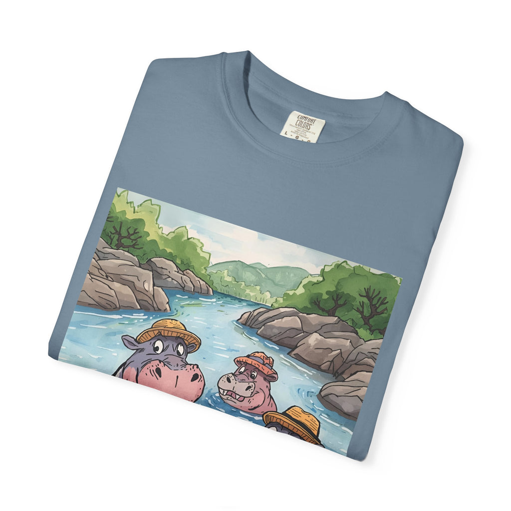 Hippo Adventure Unisex T-Shirt, Cute Animal Tee, Gift for Nature Lovers, Casual Wear, Birthday and Summer Vibe