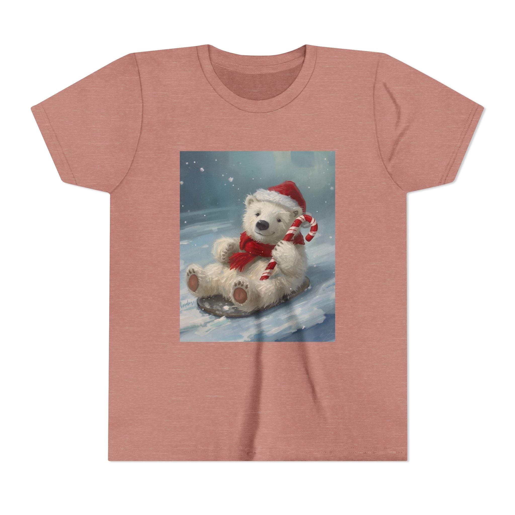 Cute Christmas Bear Youth Short Sleeve Tee