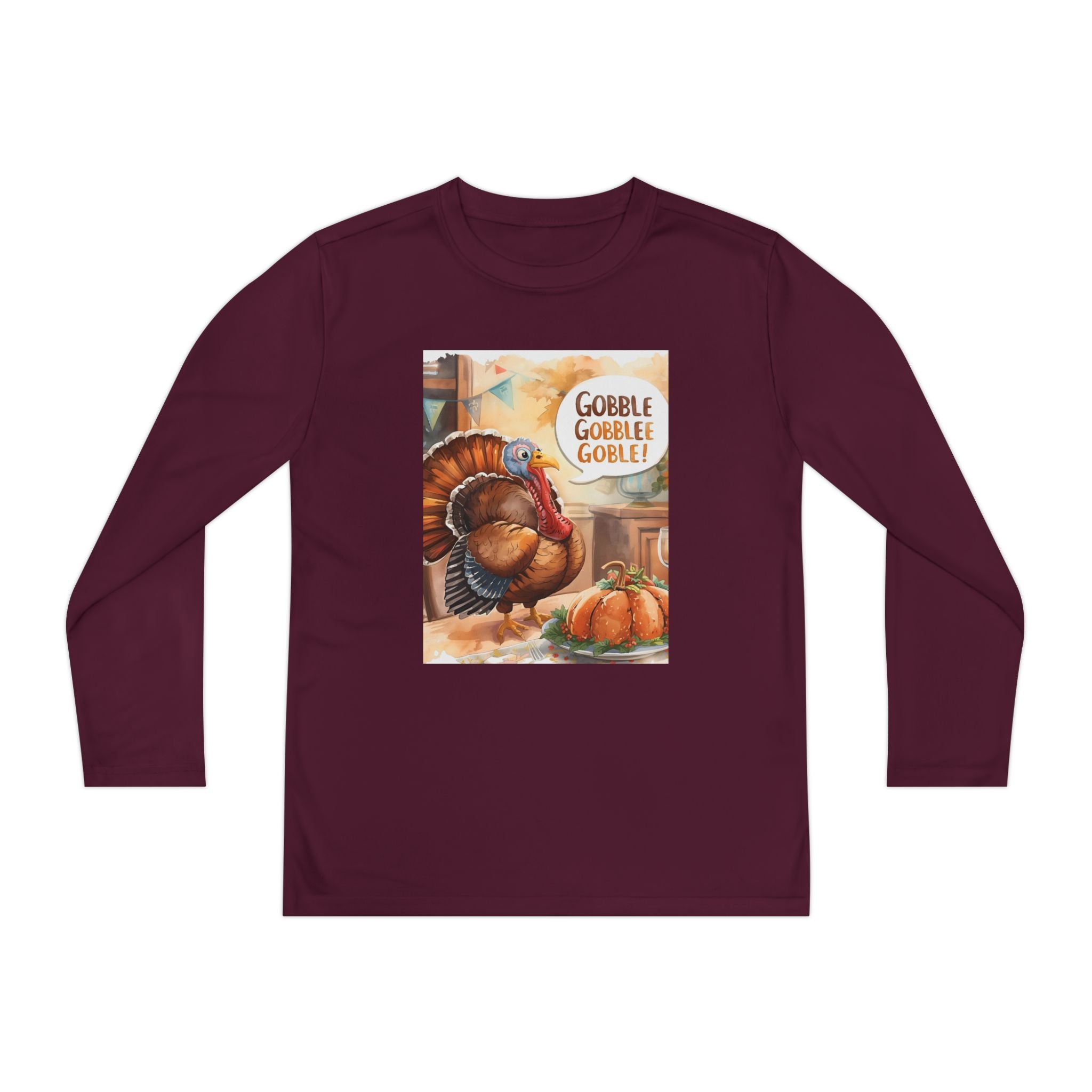 Thanksgiving Turkey Youth Long Sleeve Competitor Tee
