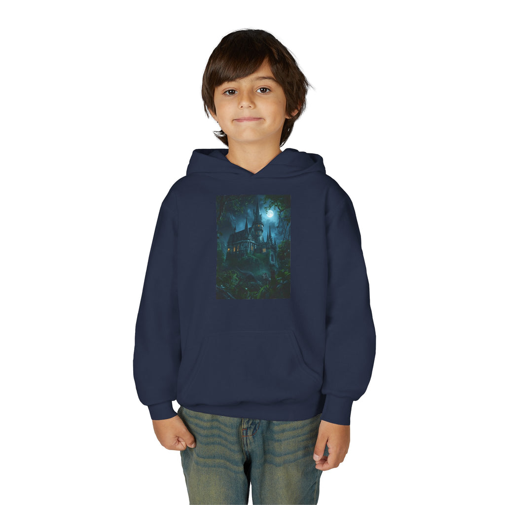 Mystical Night Scene Youth Hoodie | Perfect for Halloween, Cozy Days, Gifts for Kids, Adventure Apparel