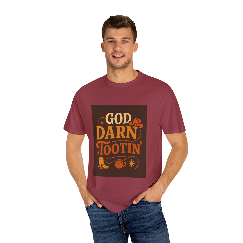 Vintage-Inspired Unisex T-Shirt with 'God Darn Tootin' Graphic - Perfect for Cowpoke Gatherings, Western Themed Events, Gift