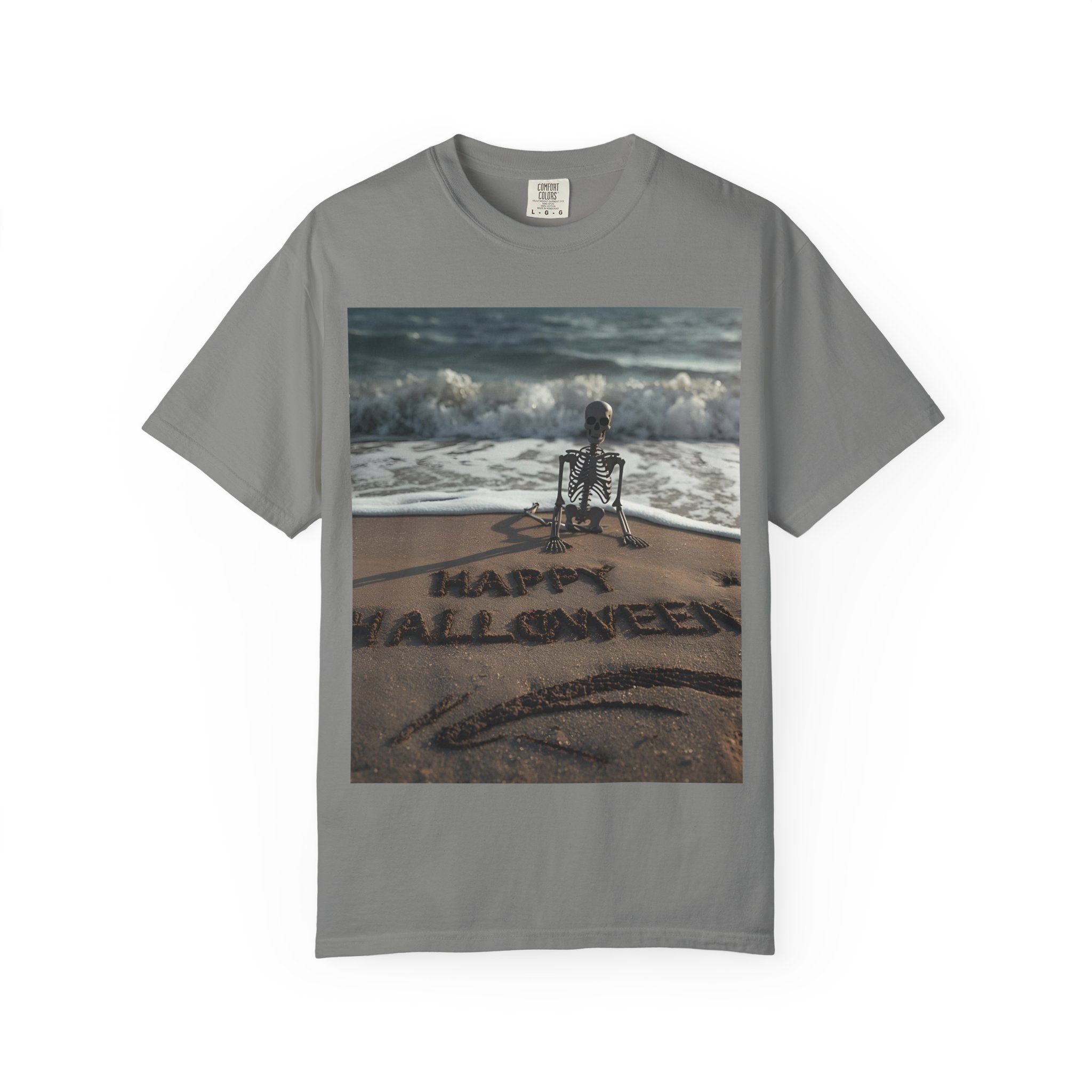 Halloween Beach Skeleton Vibes Unisex T-Shirt, Spooky Summer Tee, Fun Halloween Shirt, Beachwear, Casual Halloween Outfit