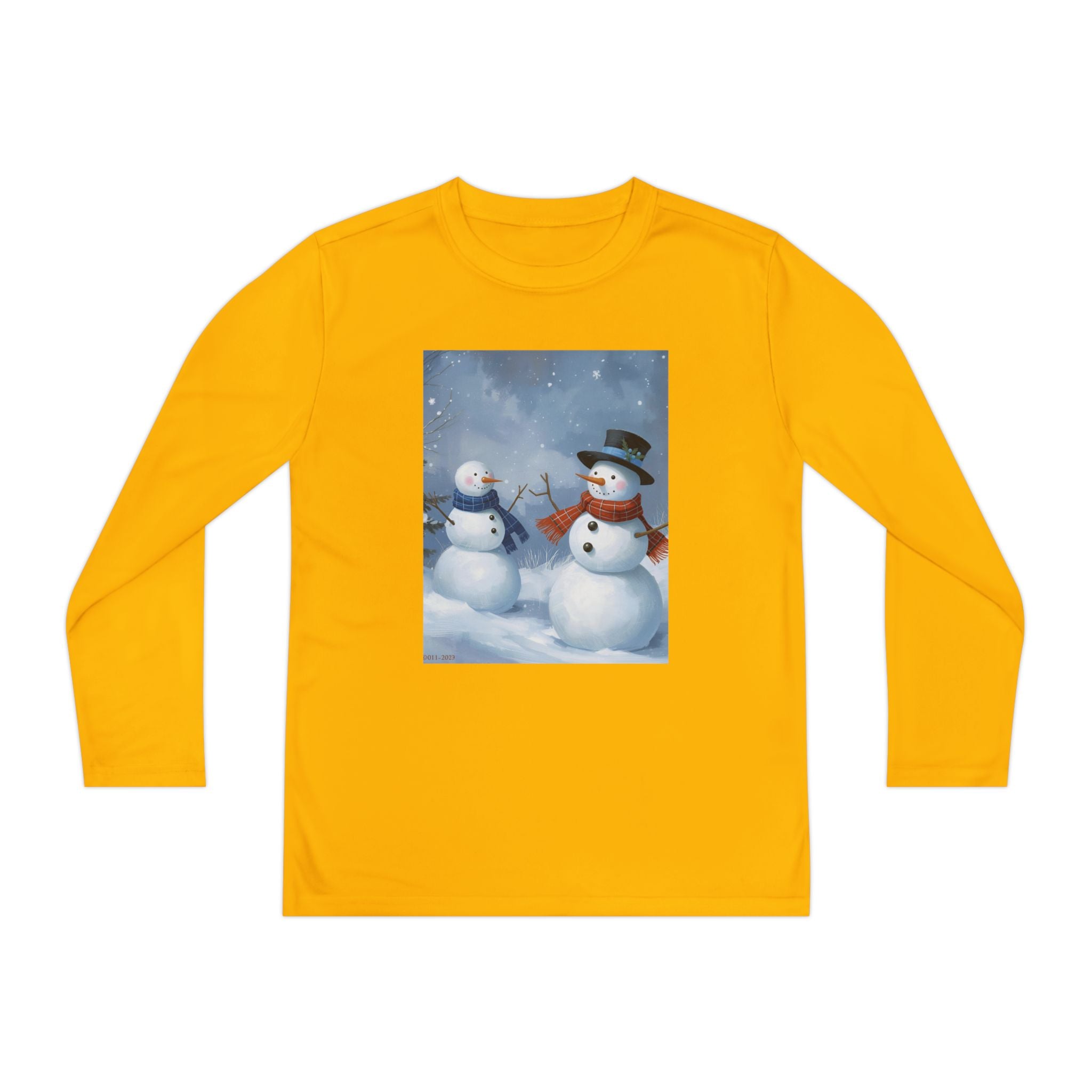 Christmas Snowman Family Youth Long Sleeve Competitor Tee