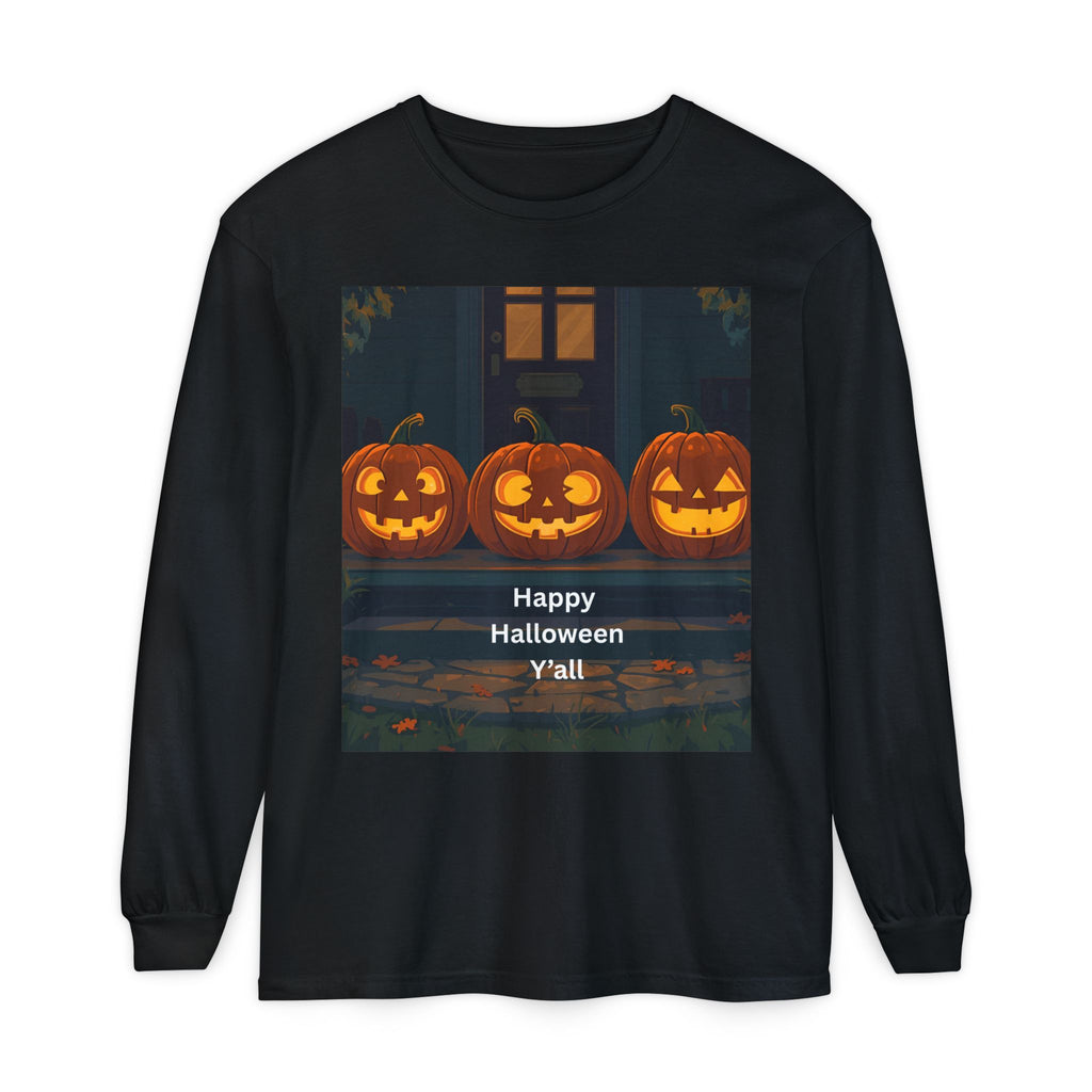 Halloween Pumpkin Long Sleeve T-Shirt, Fall Apparel, Comfortable Shirt, Unisex Halloween Tee, Seasonal Gift, Spooky Vibes