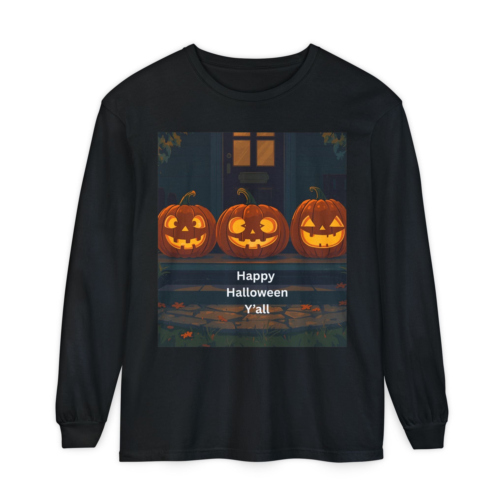 Halloween Pumpkin Long Sleeve T-Shirt, Fall Apparel, Comfortable Shirt, Unisex Halloween Tee, Seasonal Gift, Spooky Vibes