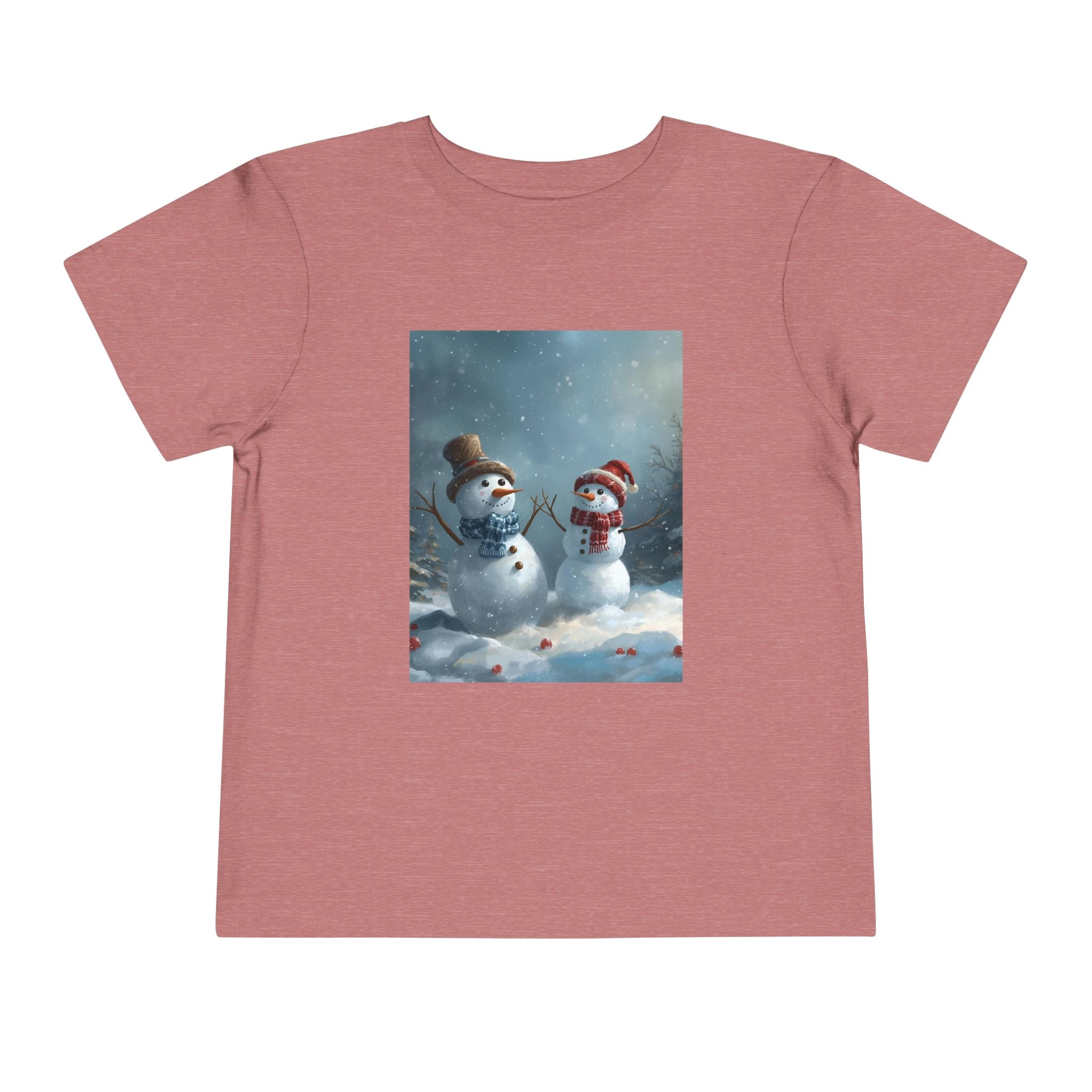 Toddler Christmas Snowman Winter Theme Tee, Cute Snowman Graphic Tee, Kids Short Sleeve Shirt, Holiday Outfit, Christmas Gift