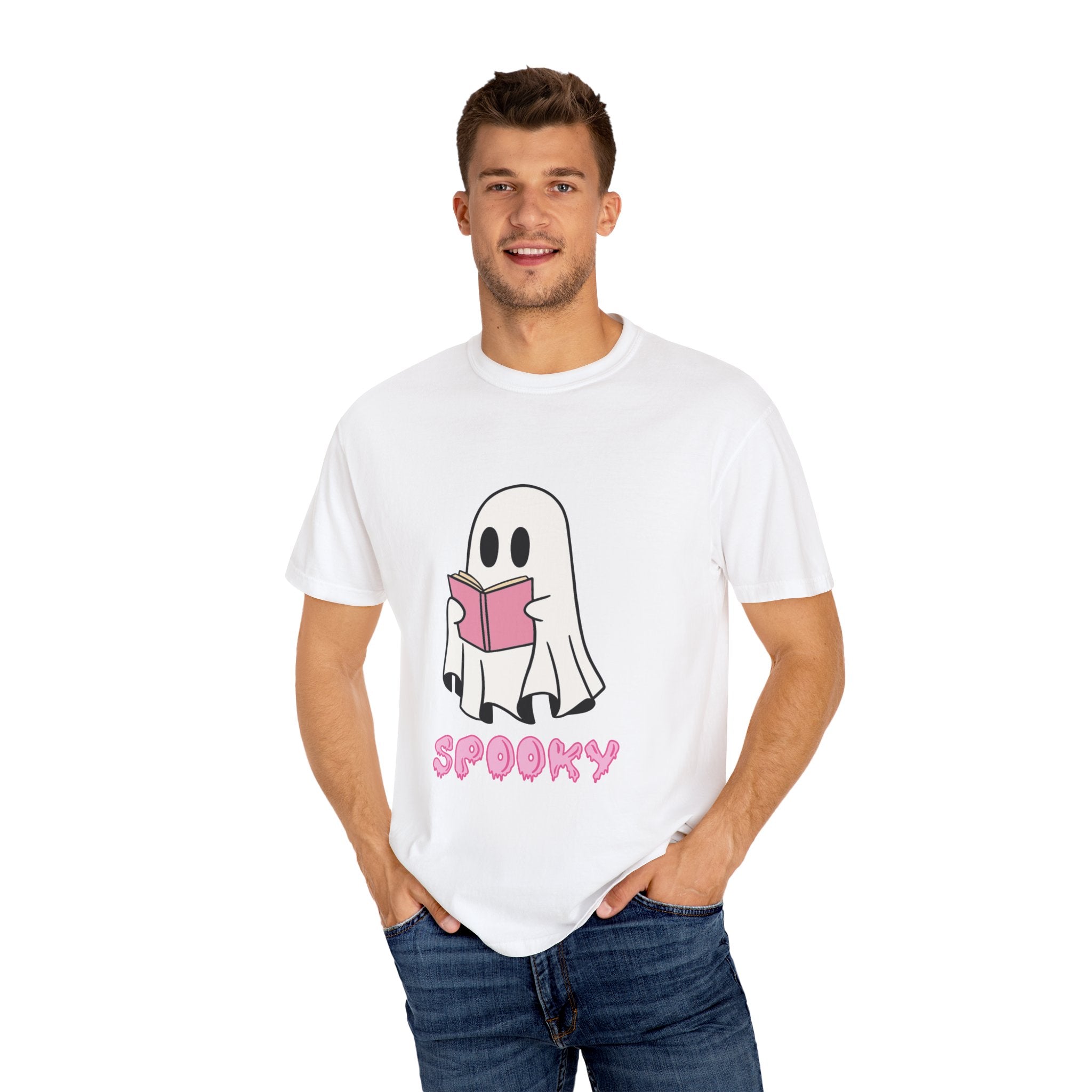 Spooky Ghost Reading T-Shirt | Unisex Halloween Tee, Cute Horror Gift, Cozy Casual Wear, Literary Costume Party, Ghost Lover Shirt