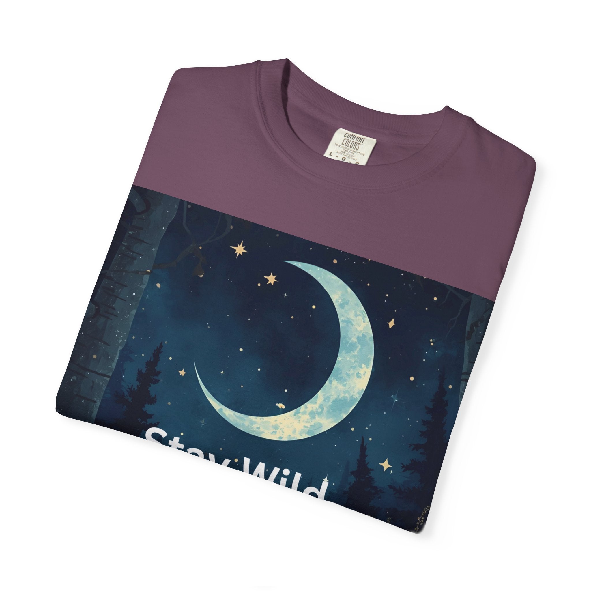 Stay Wild Moon Child Garment-Dyed T-Shirt | Unisex Graphic Tee for Nature Lovers, Boho Style, Gift for Friends, Eco-Friendly Fashion