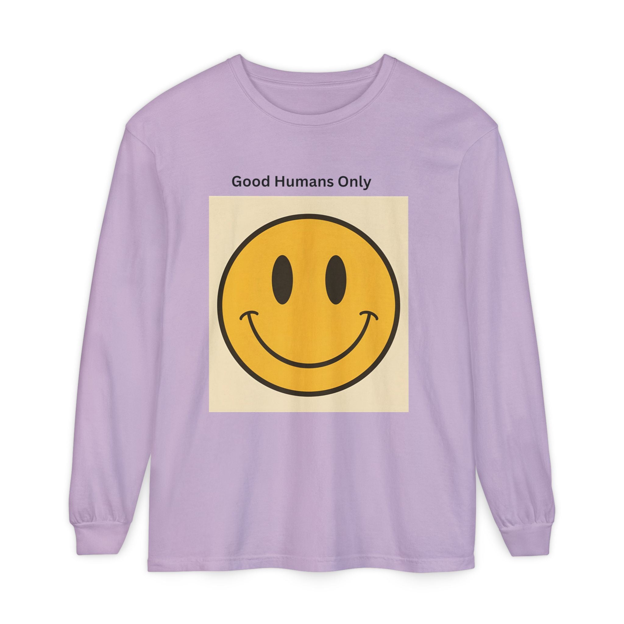 Smiley Face Unisex Garment-dyed Long Sleeve T-Shirt