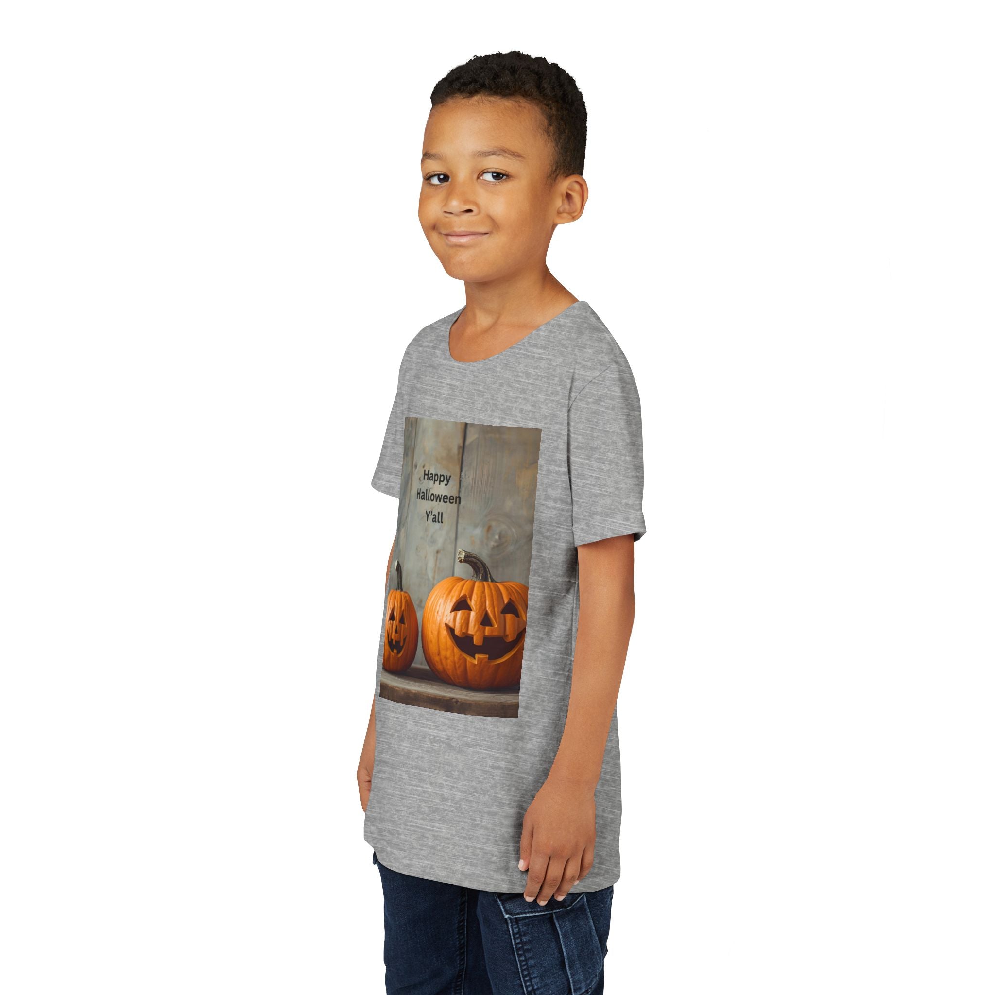 Halloween Pumpkin Youth Tee, Spooky Kids Shirt, Pumpkin Graphic Tee, Fall Celebration Gift, Trick or Treat Outfit