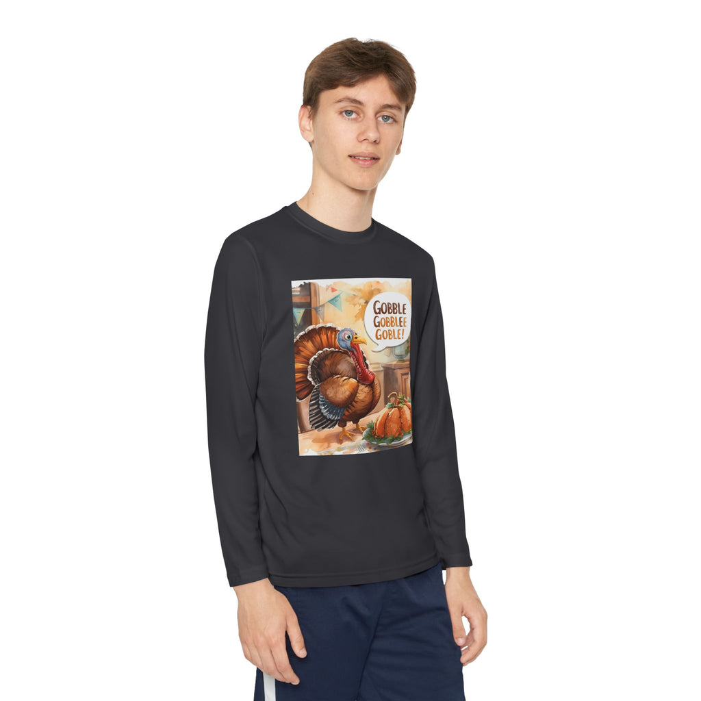 Thanksgiving Turkey Youth Long Sleeve Competitor Tee
