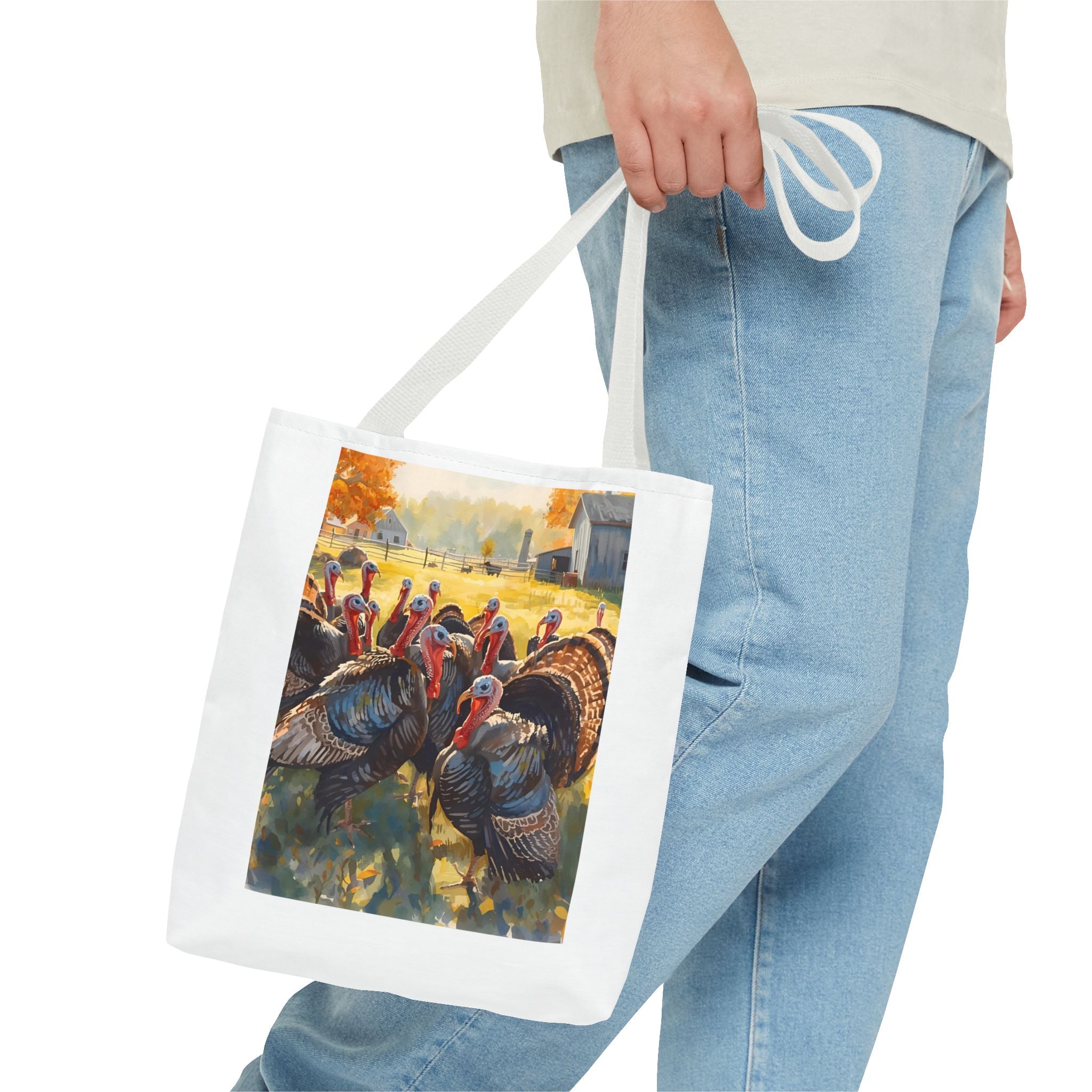 Thanksgiving Turkey Tote Bag, Fall Harvest Bags, Floral Market Bag, Reusable Eco-Friendly Carry-All, Holiday Gift for Turkey Lovers