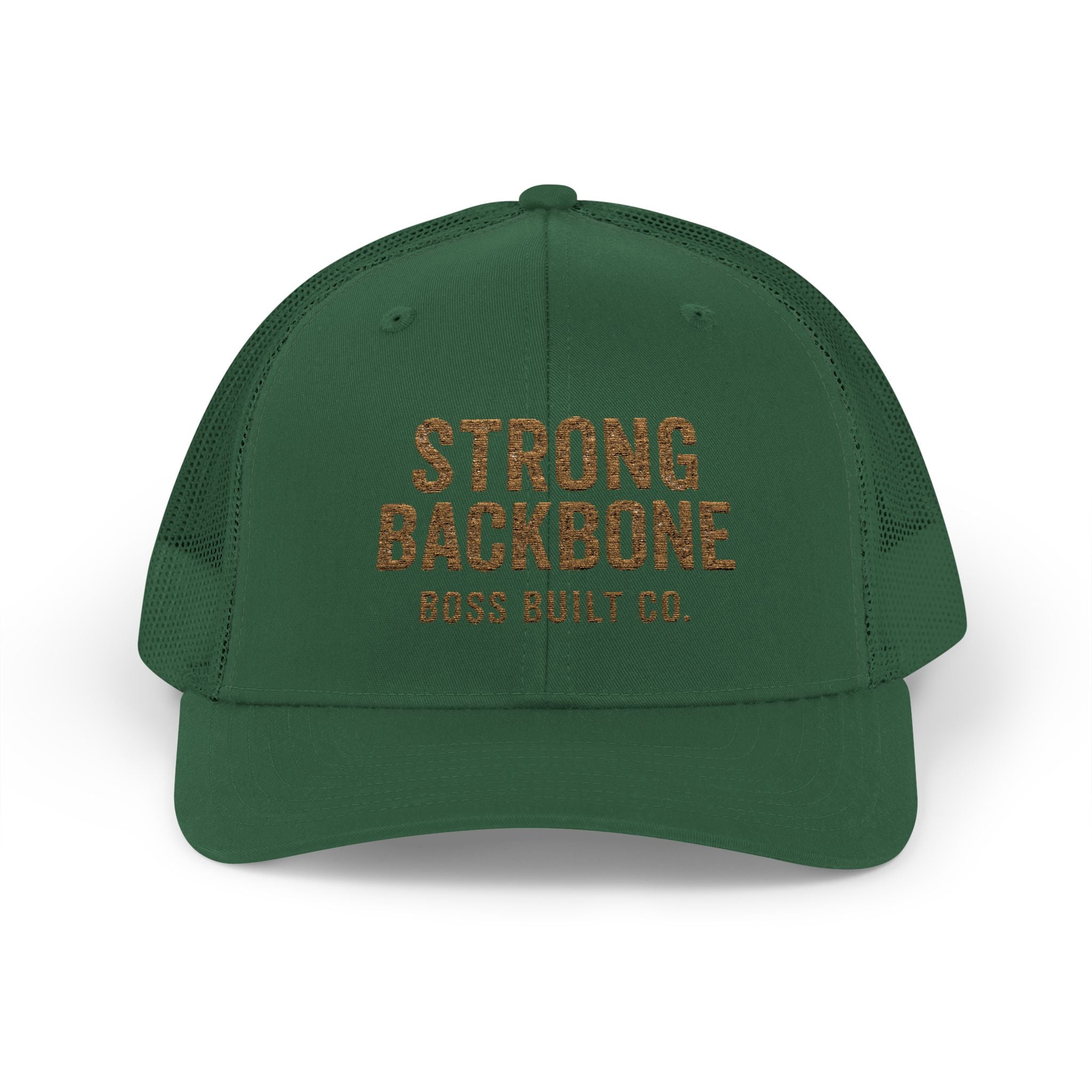 Boss Built Co Strong Backbone Trucker Cap — Motivational Snapback Hat