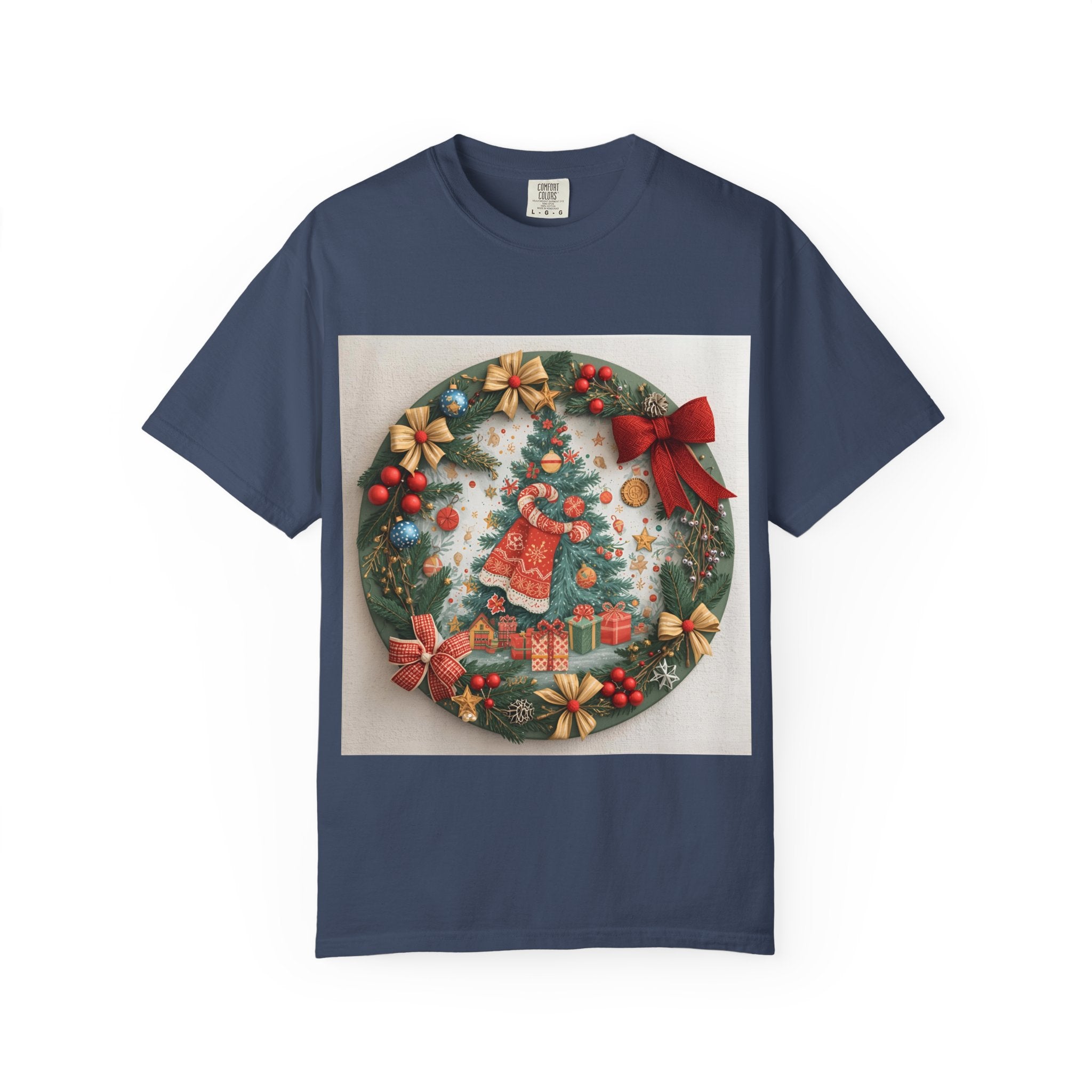 Christmas Wreath Festive Holiday T-Shirt, Christmas Tee, Seasonal Wear, Gift for Him/Her, Cute Xmas Shirt, Unisex Holiday Apparel