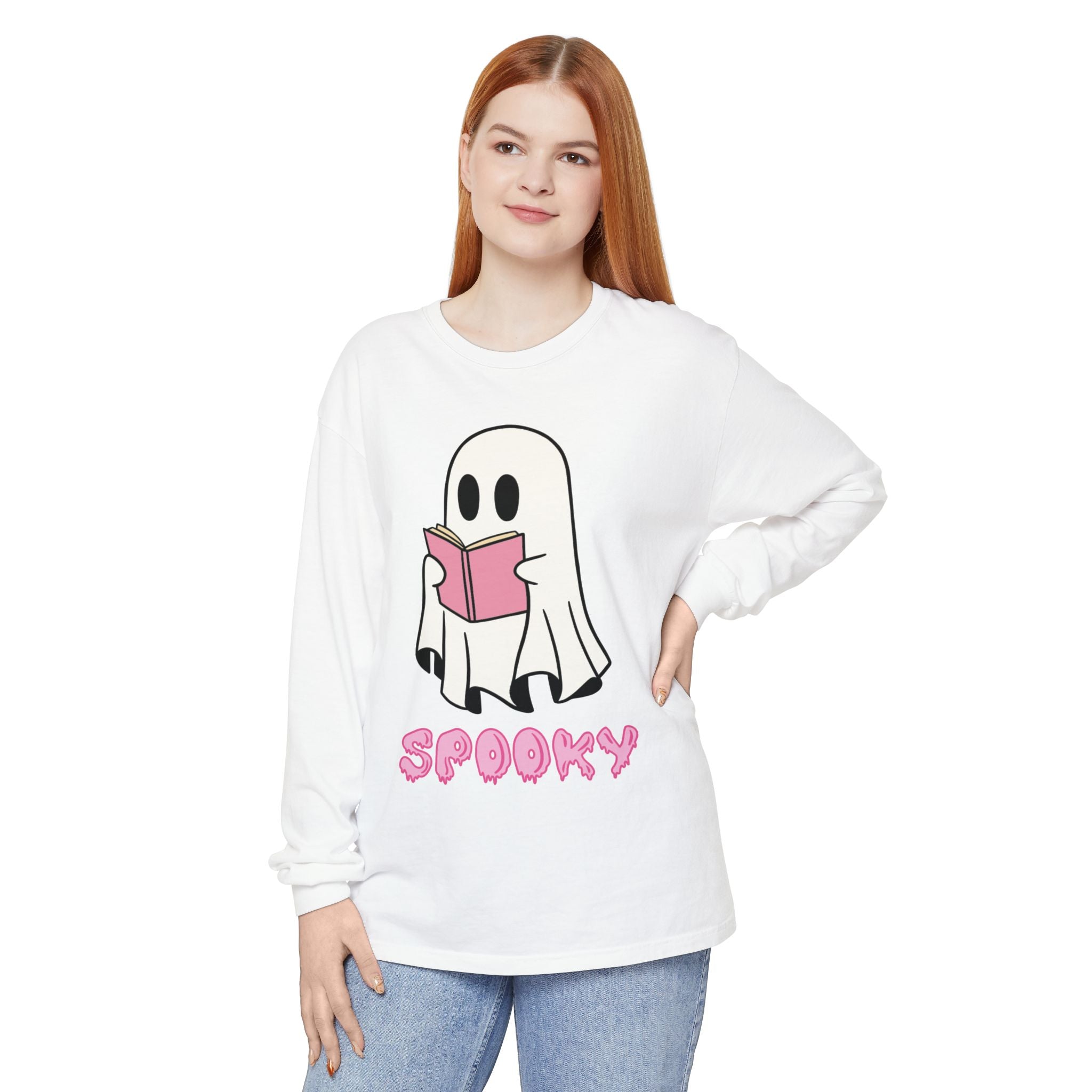 Spooky Ghost Long Sleeve T-Shirt, Halloween Shirt, Unisex Tee, Cozy Casual Apparel, Ghost Reading Book Design, Perfect for Fall [...]