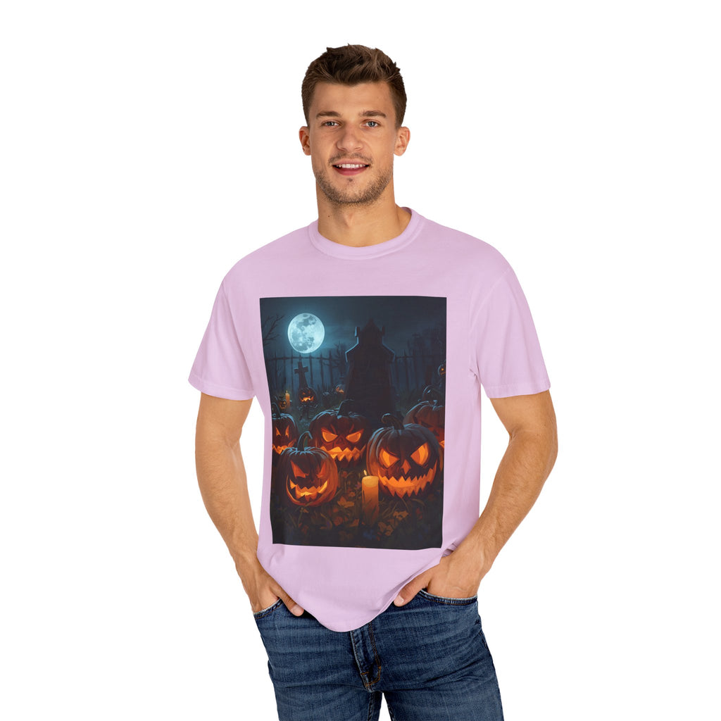 Scary Halloween Pumpkin Unisex Garment-Dyed T-shirt