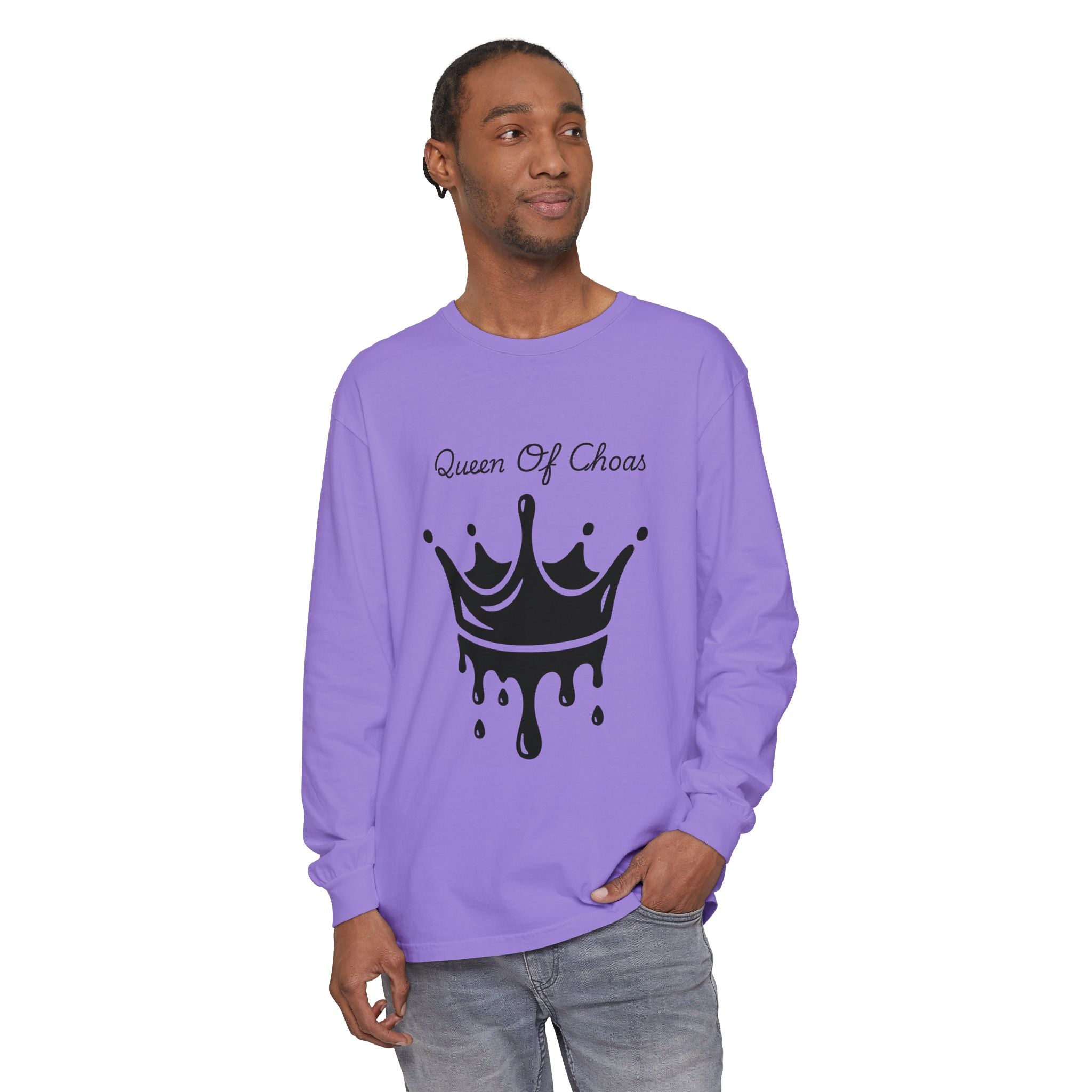 Queen of Chaos Long Sleeve T-Shirt - Stylish Unisex Apparel for Creative Souls, Casual Wear, Gift for Her, Birthday, Everyday Style