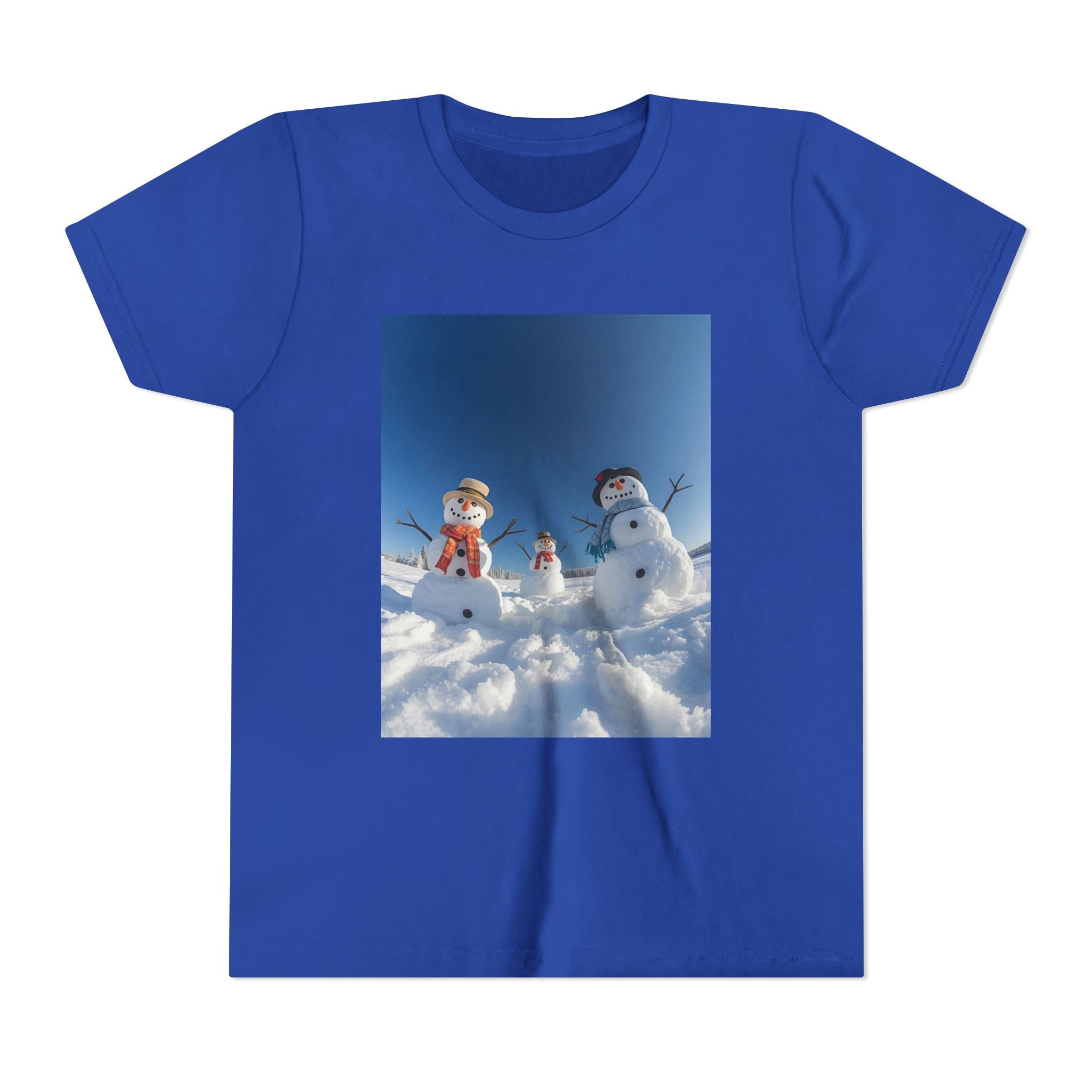 Festive Christmas Snowman Family Youth Short Sleeve Tee