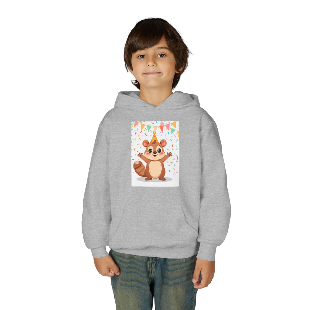 Party Animal With Squirl Youth Heavy Blend Hooded Sweatshirt