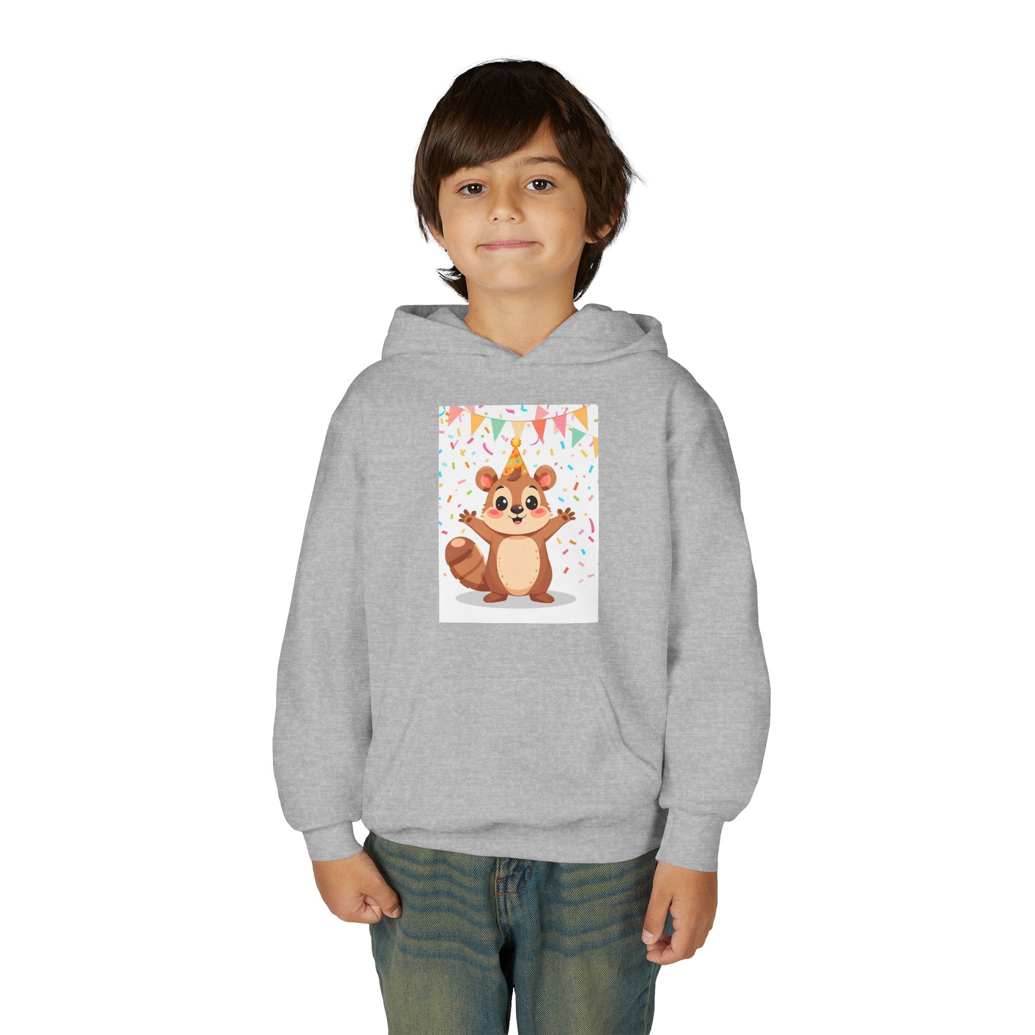 Party Animal With Squirl Youth Heavy Blend Hooded Sweatshirt