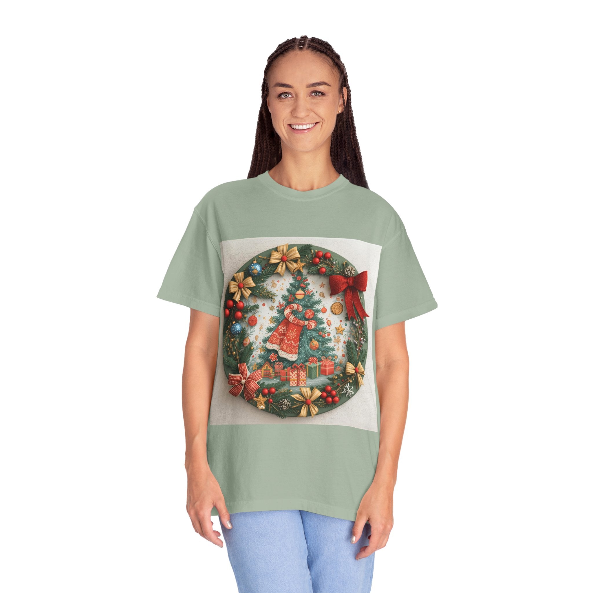 Christmas Wreath Festive Christmas T-shirt, Unisex Holiday Tee, Cheerful Xmas Apparel, Perfect Gift, Winter Celebration Wear, Christmas Spirit Shirt