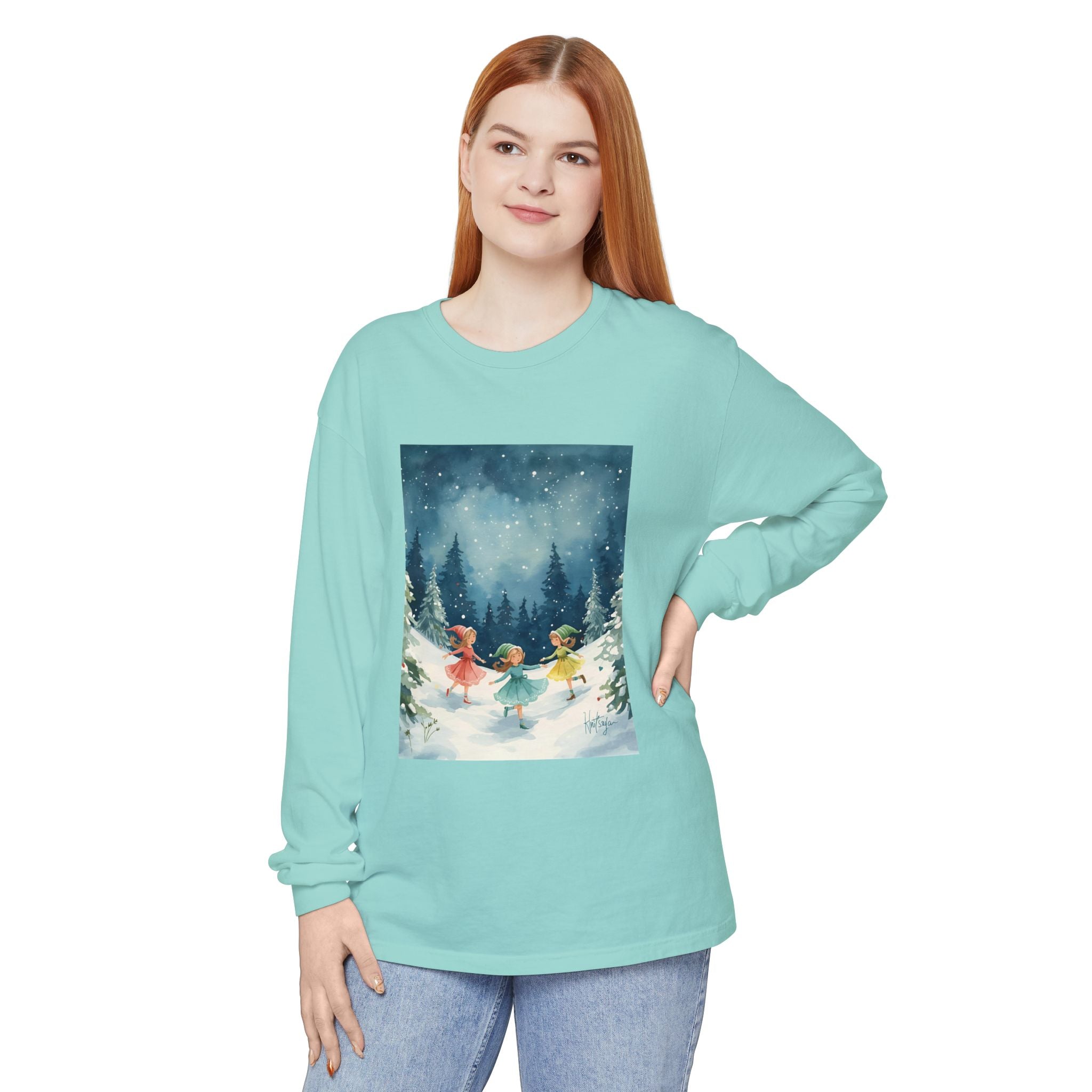 Winter Wonderland Long Sleeve T-Shirt, Cozy Graphic Tee, Perfect for Holidays, Gift for Her, Winter Apparel, Seasonal Fashion