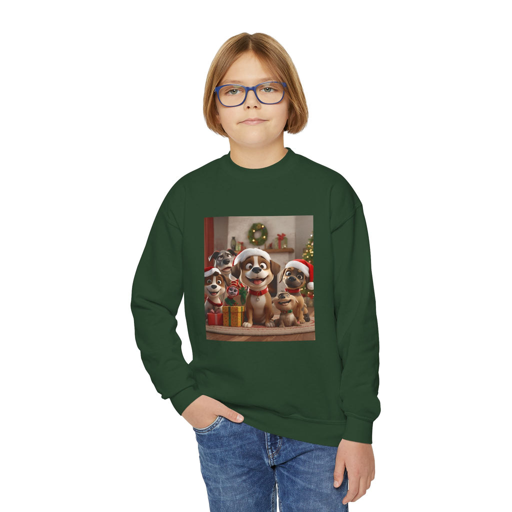 Cute Christmas Festive Dogs Youth Crewneck Sweatshirt