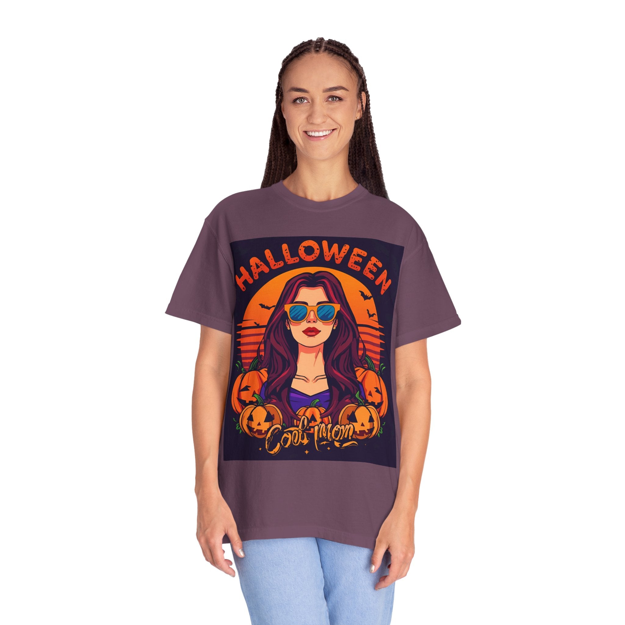 Halloween Cool Mom T-Shirt, Unisex Garment-Dyed Tee, Spooky Season Apparel, Fall Fashion, Halloween Costume Shirt