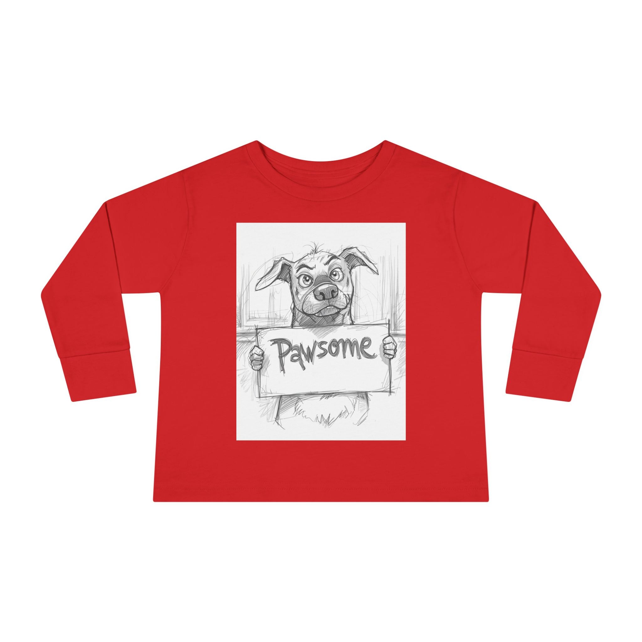 Pawsome Toddler Long Sleeve Tee, Cute Dog Shirt, Pet Lovers Gift, Kids Apparel, Funny Animal Tee, Birthday Gift