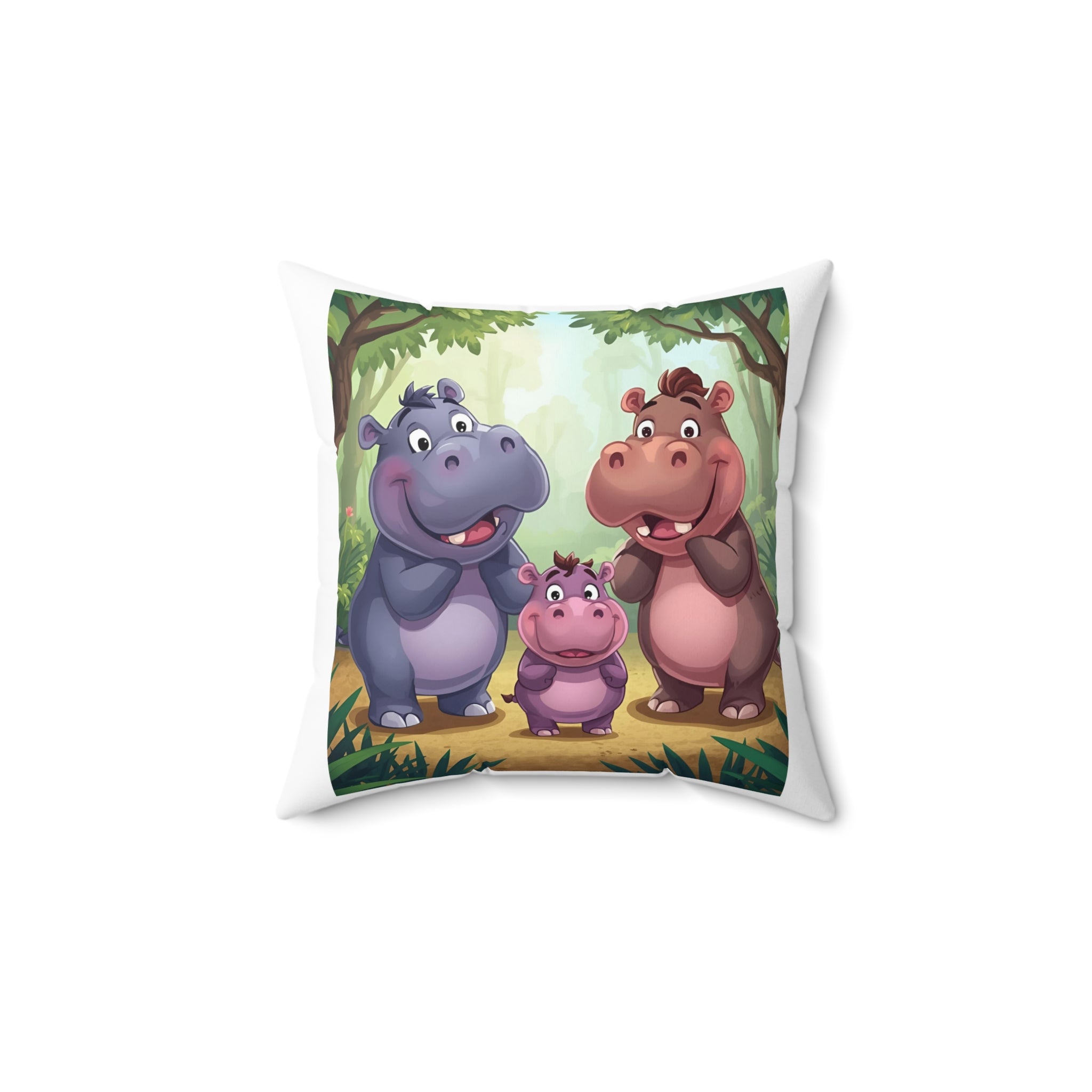 Hippo Spun Polyester Square Pillow