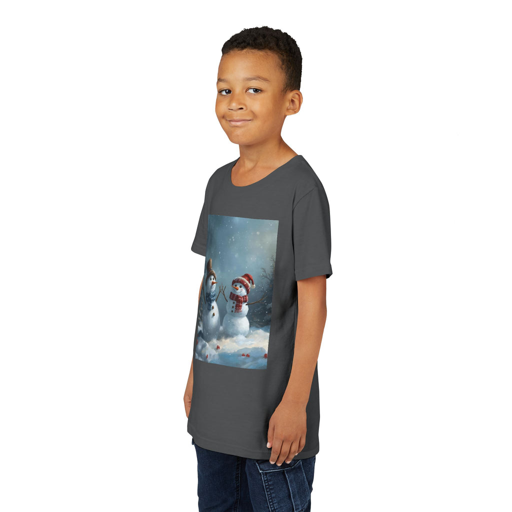 Youth Christmas Snowman Tee, Winter T-Shirt, Christmas Gift, Holiday Apparel, Kids Winter Wear, Cute Snowman Design