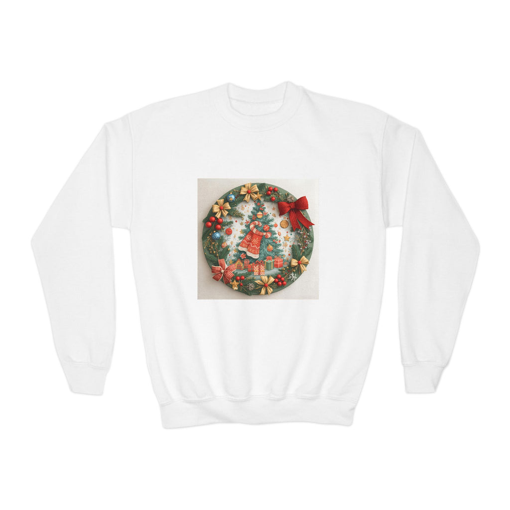 Christmas Wreath Youth Crewneck Sweatshirt