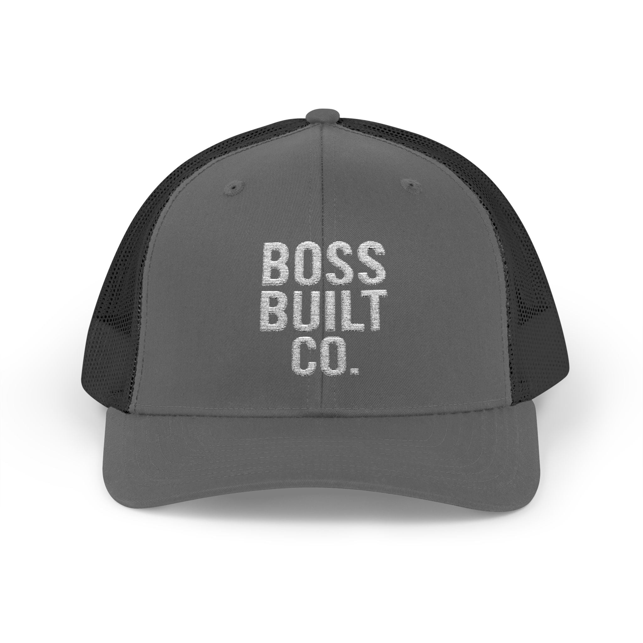 Boss Built Co. Trucker Hat — Vintage Distressed Snapback Cap for Builders & Makers