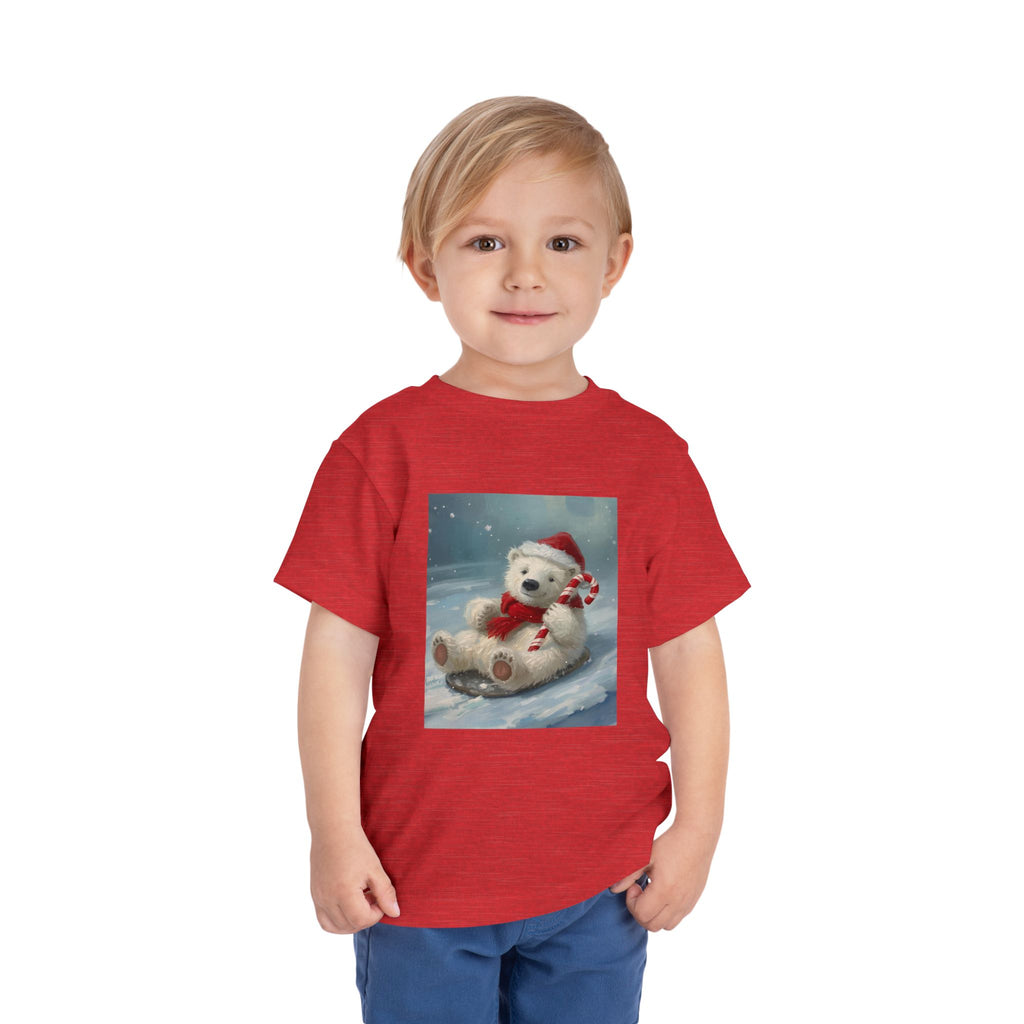Cute Christmas Bear Toddler Short Sleeve Tee