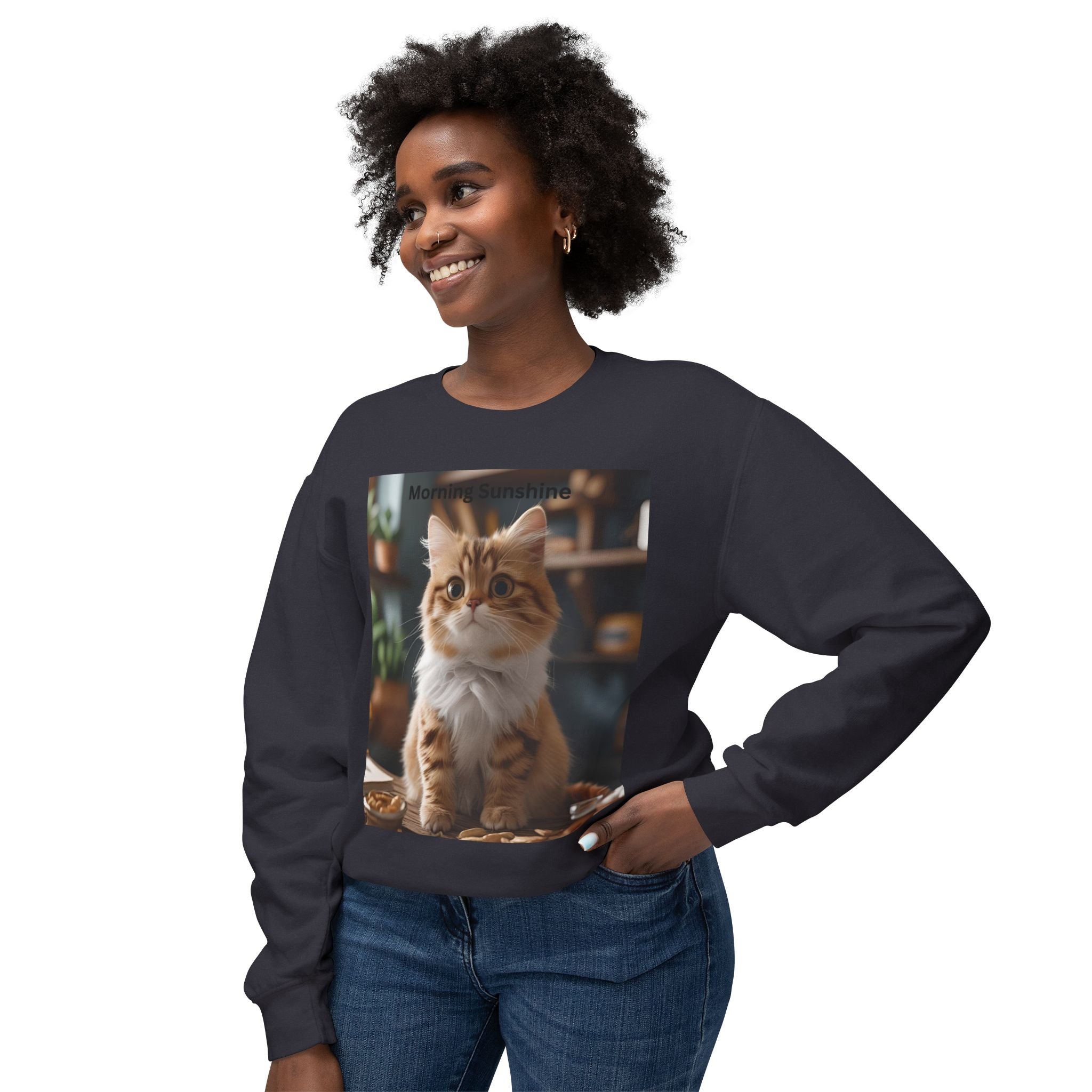 Cute Cat Crewneck Sweatshirt, Cozy Sweatshirt, Gift for Cat Lovers, Funny Cat Apparel, Casual Outfit, Pet Lover Gift