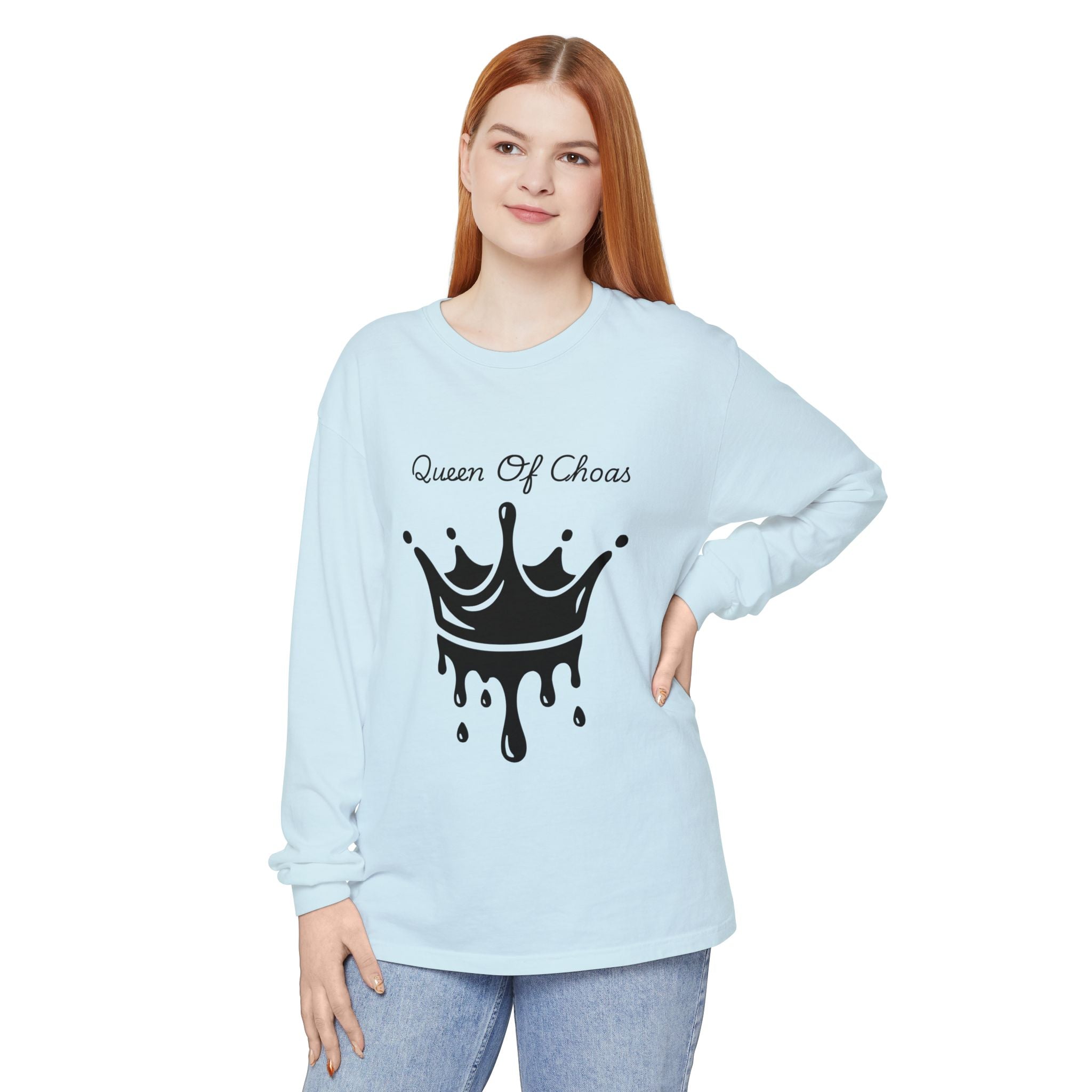 Queen of Chaos Long Sleeve T-Shirt - Stylish Unisex Apparel for Creative Souls, Casual Wear, Gift for Her, Birthday, Everyday Style